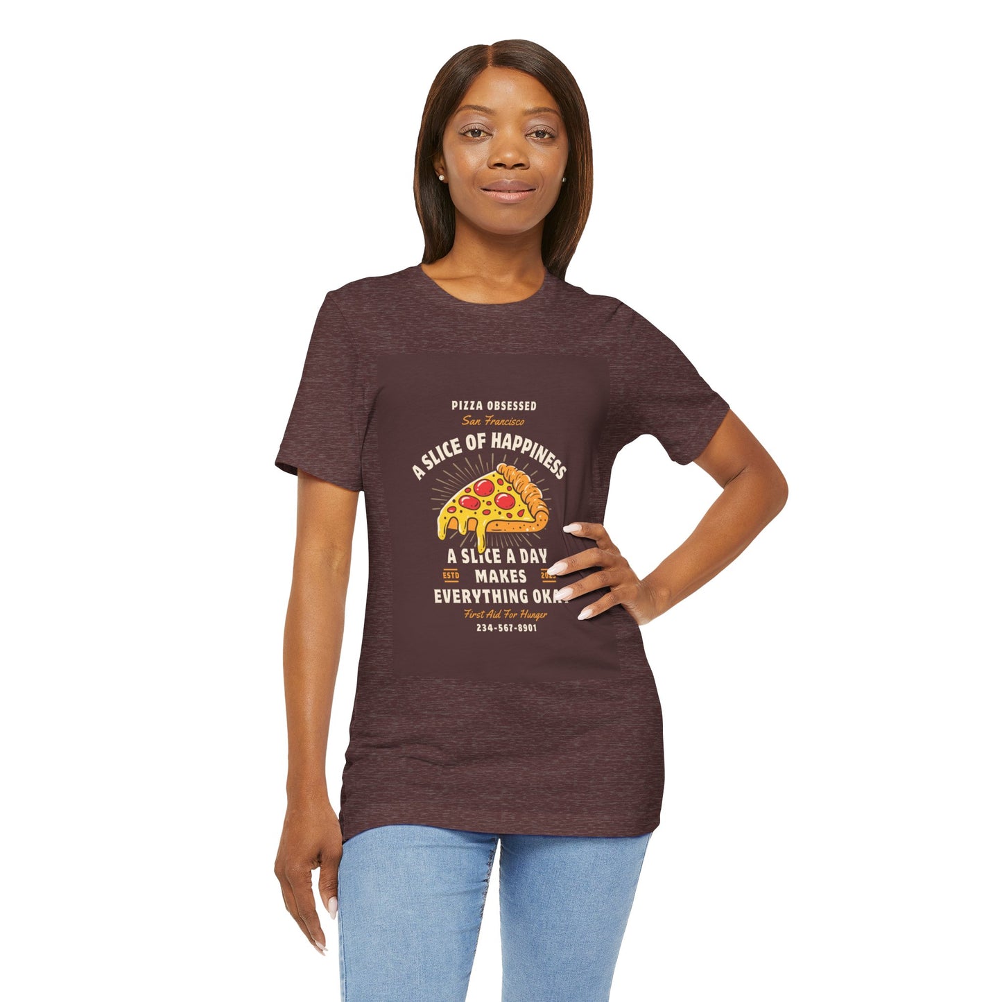Pizza Lover's Happiness Tee, Fun Unisex T-Shirt, Casual Wear, Gift for Foodies, Pizza Party Attire, Comfortable Daily Shirt