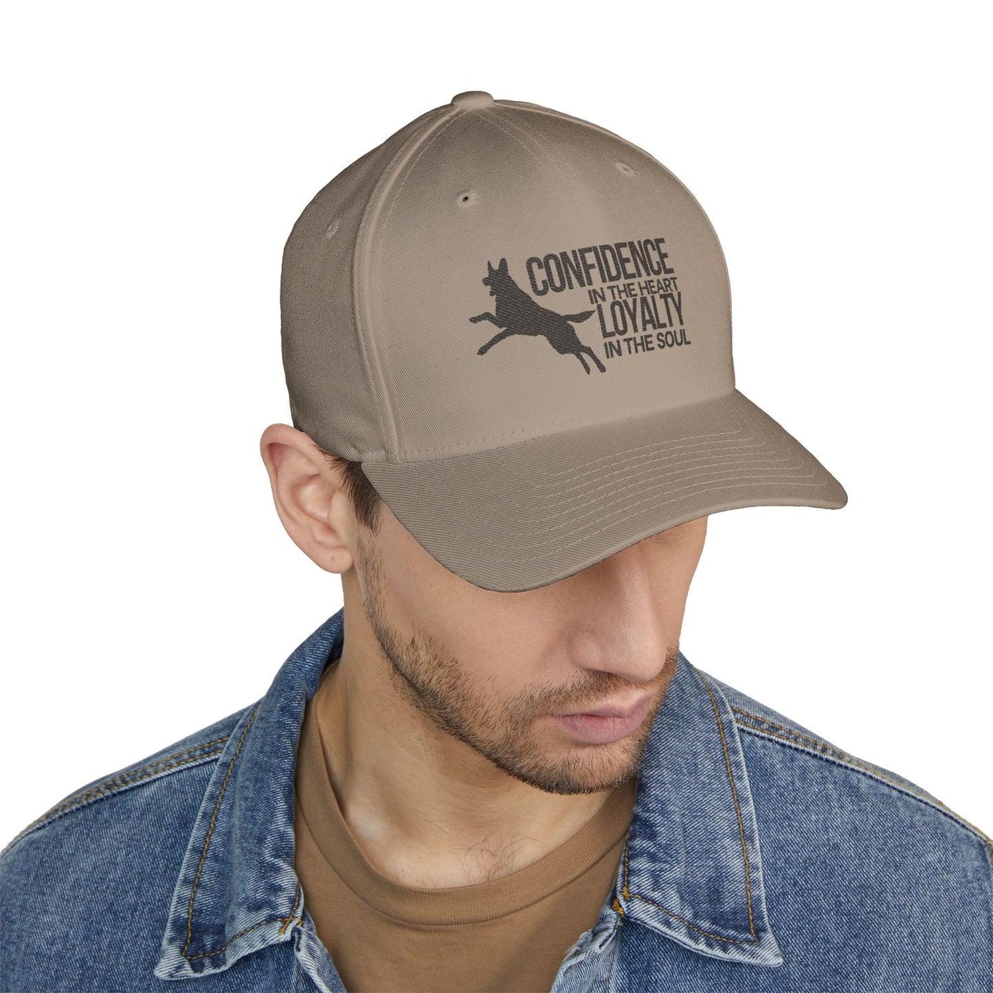 German Shepherd Closed-Back Structured Embroidered Structured Cap - Courage in the Heart, Loyalty in the Soul