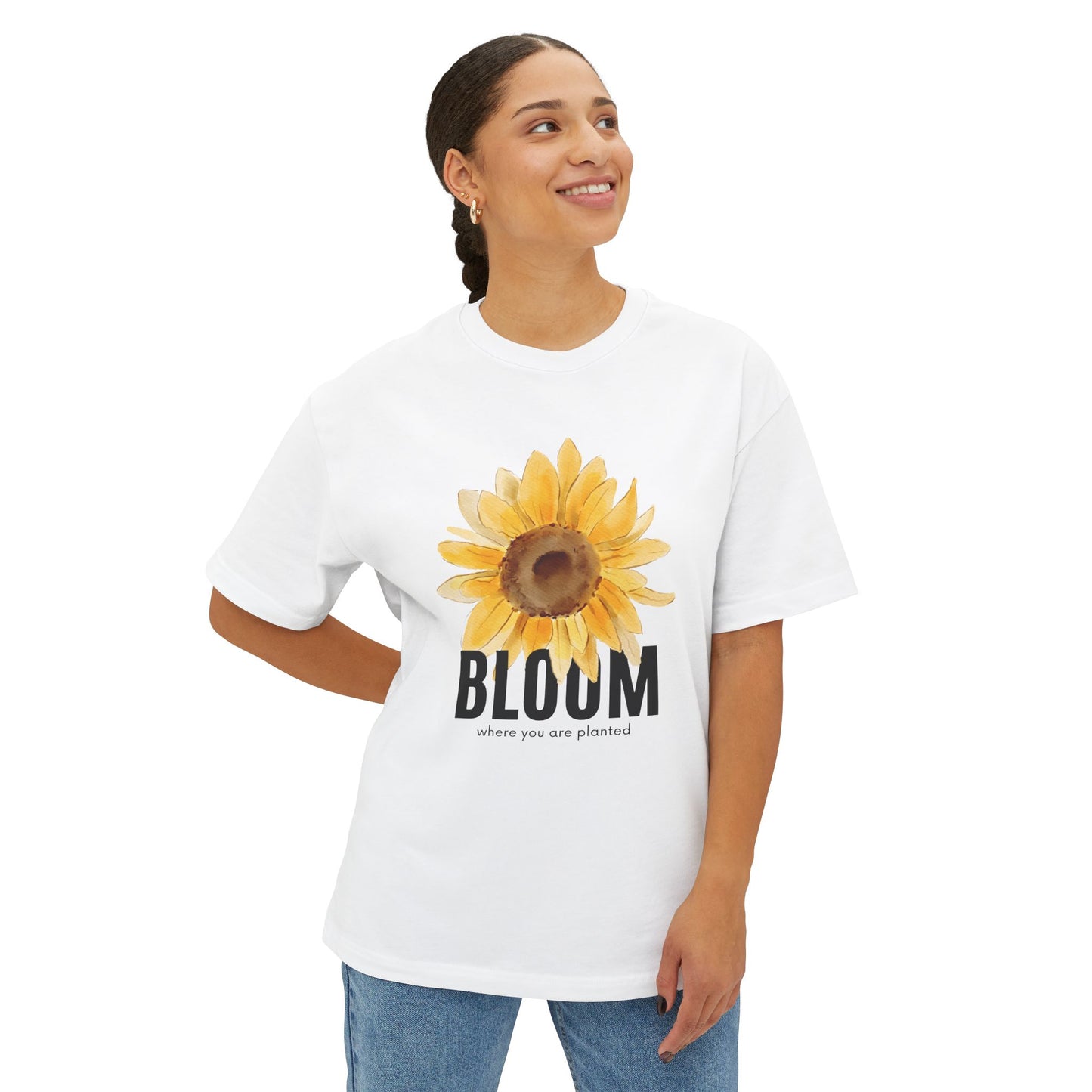 Sunflower Bloom Unisex Oversized Tee, Casual Summer Shirt, Gift for Flower Lovers, Festival Fashion, Relaxed Fit Tee