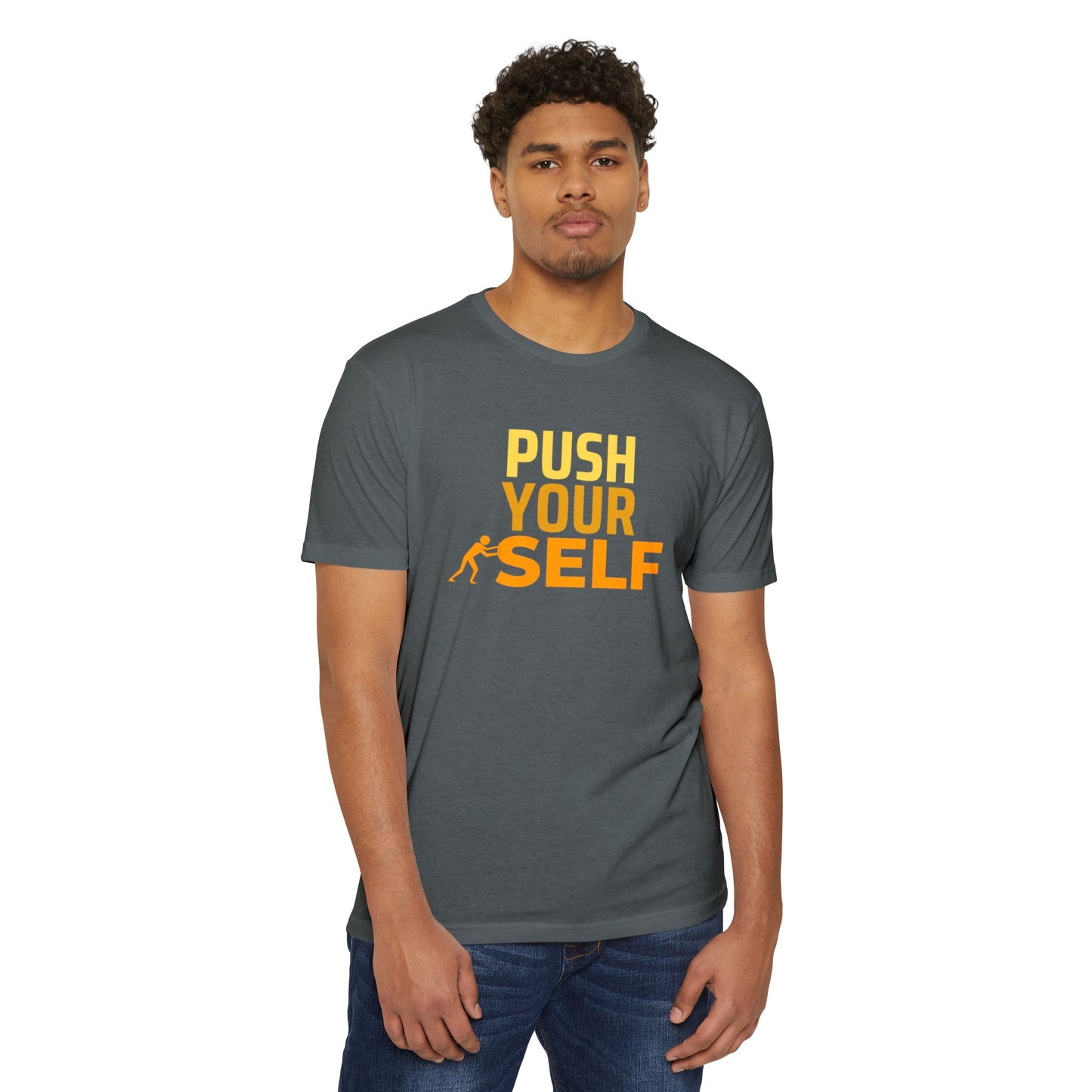 Motivational Fitness T-Shirt – "Push Your Self" - Cool Graphic Tee, Workout Shirt, Gift for Gym Lovers, Unisex Activewear, Casual Wear