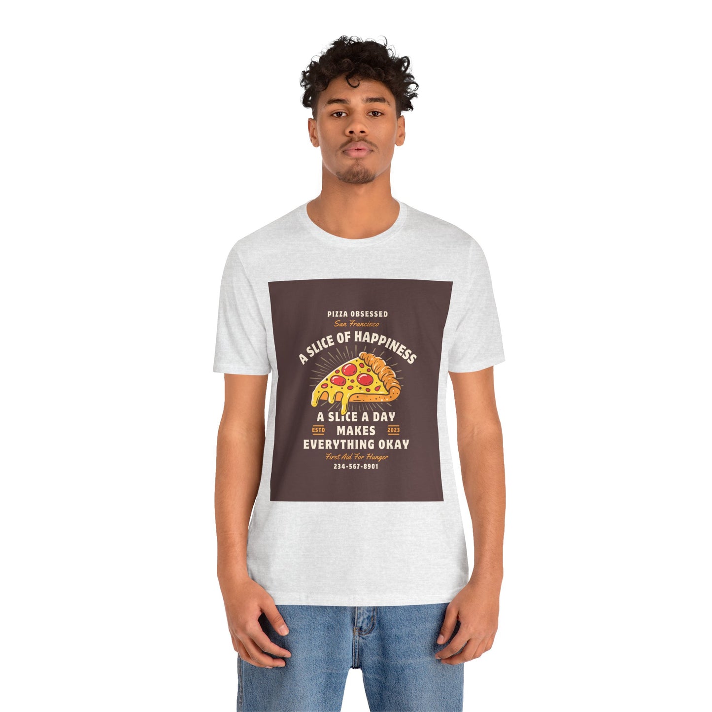 Pizza Lover's Happiness Tee, Fun Unisex T-Shirt, Casual Wear, Gift for Foodies, Pizza Party Attire, Comfortable Daily Shirt