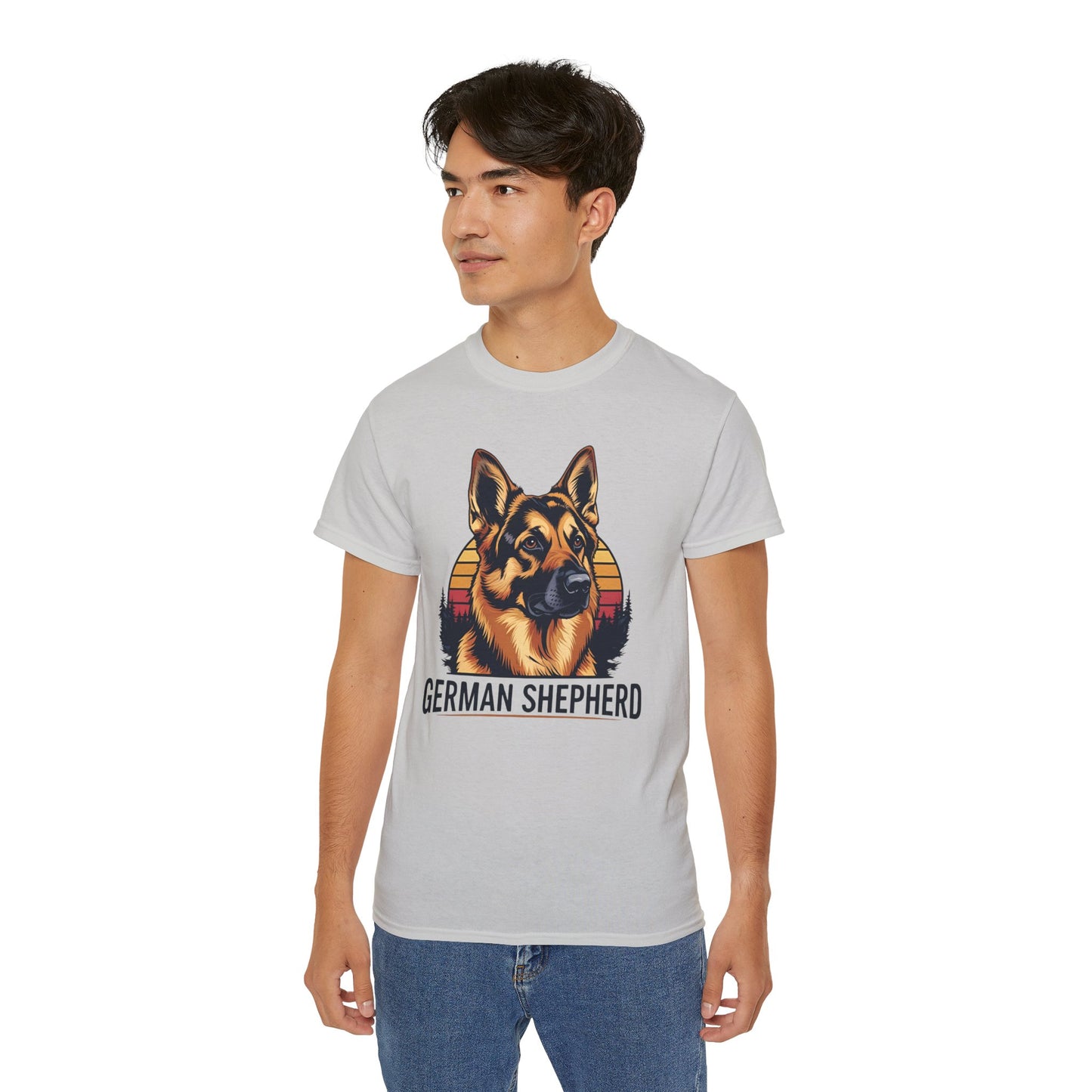German Shepherd Ultra Cotton Tee, Dog Lover Gift, Retro Design, Pet Owner Shirt, Animal Apparel, Birthday Gift, Casual Wear