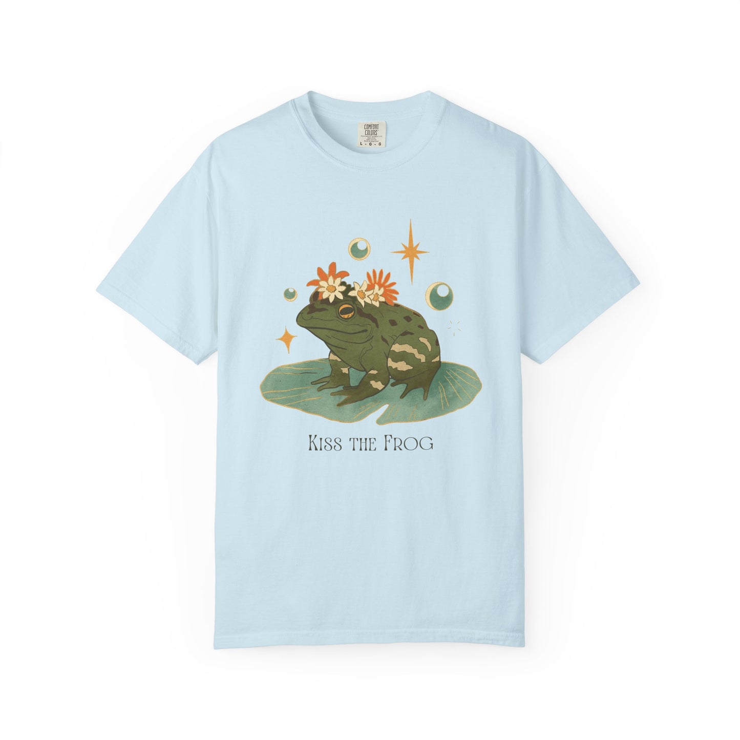 Kiss the Frog T-Shirt, Garment-Dyed Unisex Tee, Fun Gift for Nature Lovers, Cute Frog Graphic T-Shirt, Ideal for Casual Outings