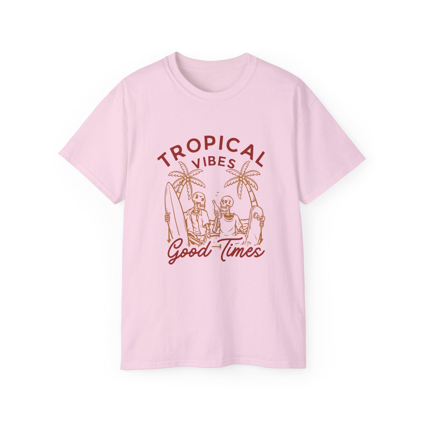 Tropical Vibes Unisex Cotton Tee, Fun Summer Shirt, Vacation Outfit, Beach Party Apparel, Good Times Graphic Tee