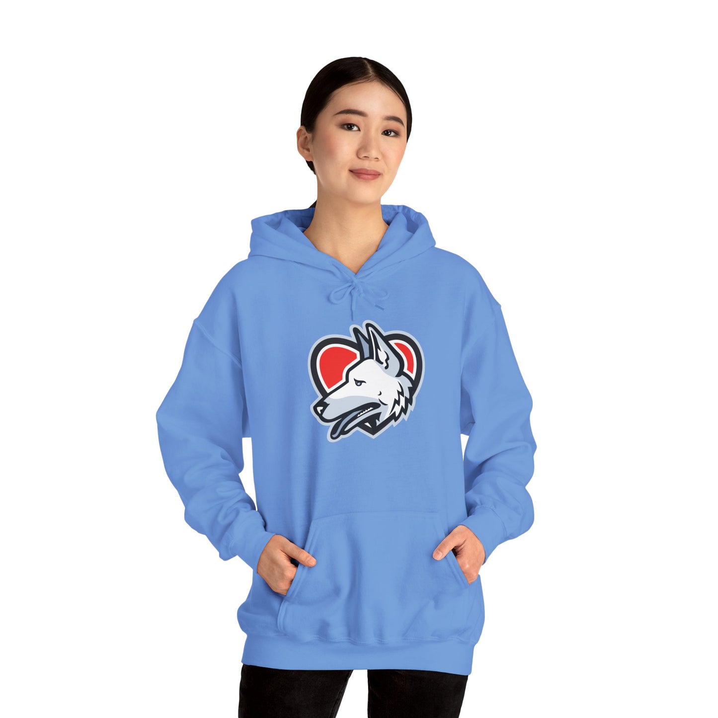 Unisex Dog Lover Hoodie With a Close Up Graphic of German Shepherd Placed Inside Red Heart