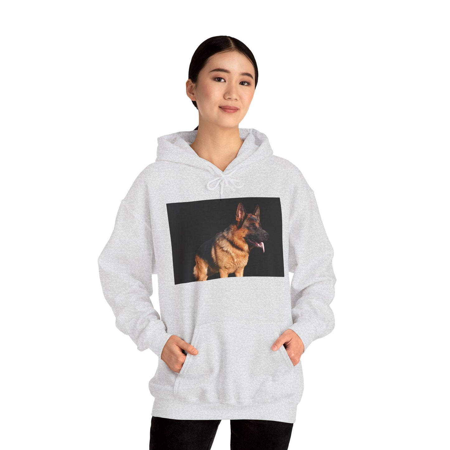 Unisex Dog Lover Hoodie With a Showline German Shepherd Leaving Tongue Out Standing for a Pose