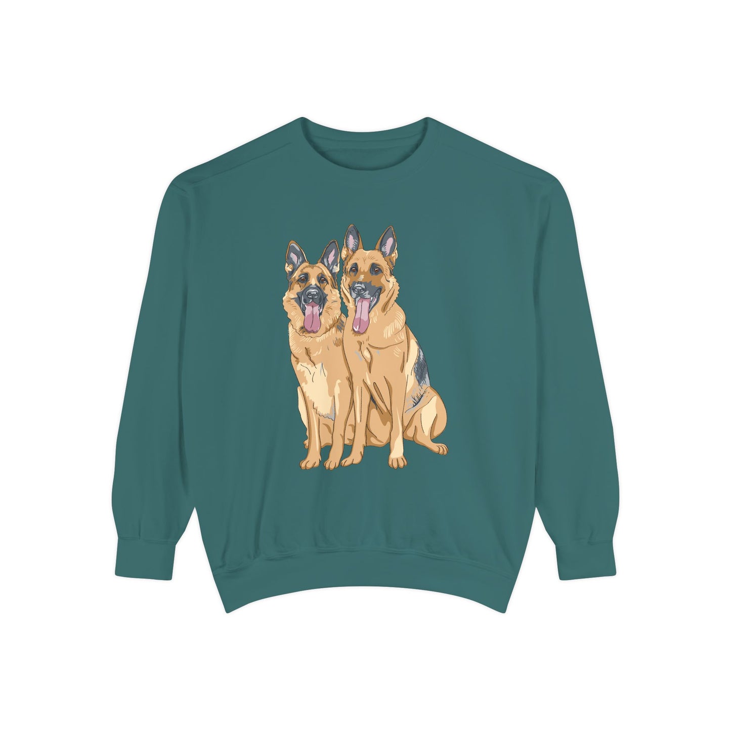 Unisex Dog Lover Sweatshirt With Graphic of Two German Shepherd Sloppily Sitting