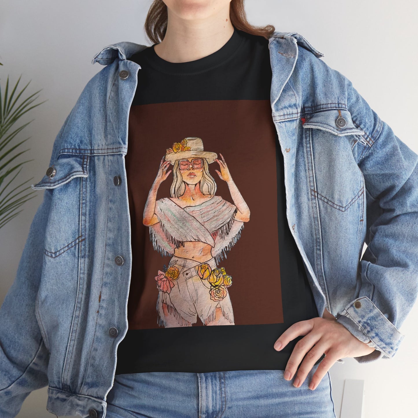 Bohemian Vibes Unisex Heavy Cotton Vintage Tee, Casual Wear, Summer Style Shirt, Gift for Her, Festival Outfit, Art-Inspired Apparel