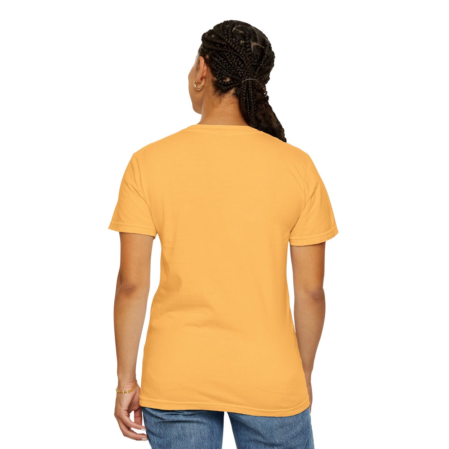 Unisex Dog Lover T-Shirt With a German Shepherd Resting in the Autumn Park on Leaves Near a Pond and Caption Selfless Beings