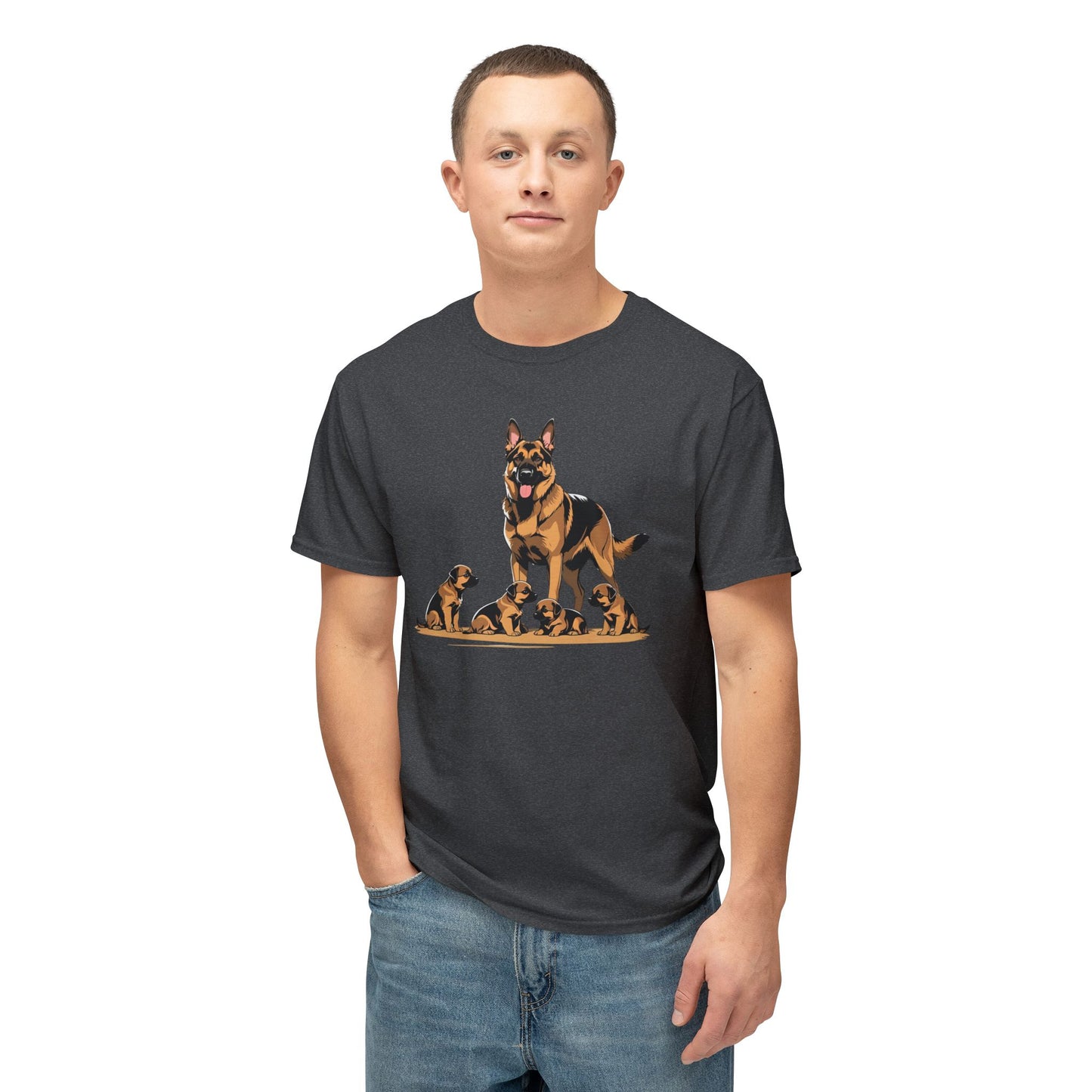 Adorable German Shepherd Family T-Shirt | Dog Lover Gift, Pet Owners Tee, Animal Lovers Apparel, Cute Canine Shirt, Father's Day Gift