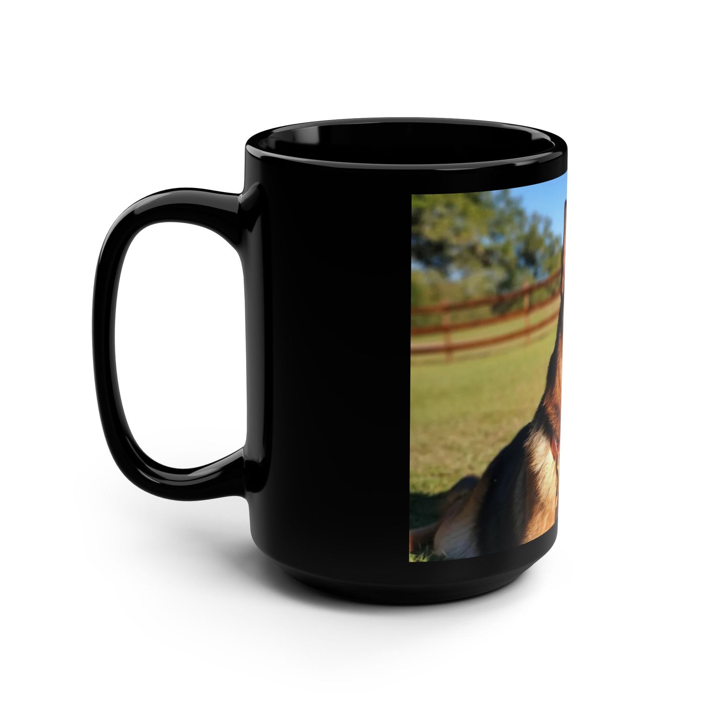 Black Dog Lover Black Ceramic Mug 15oz With a Showline German Shepherd