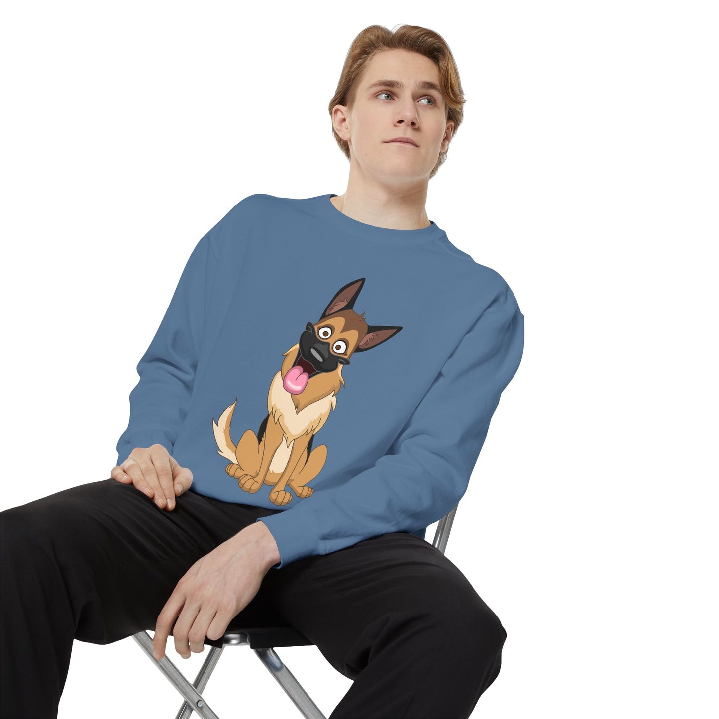 Funny Dog Cartoon Sweatshirt for Pet Lovers - Unisex Garment-Dyed Apparel
