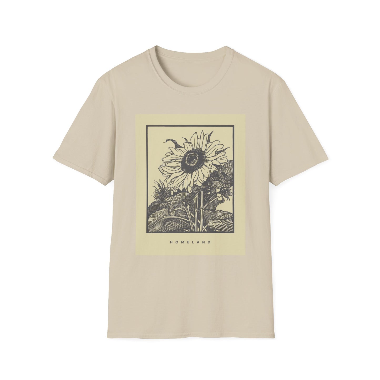 Vintage Sunflower Unisex T-Shirt, Softstyle Tee, Casual Wear, Nature Lover Gift, Summer Fashion, Homelands Design