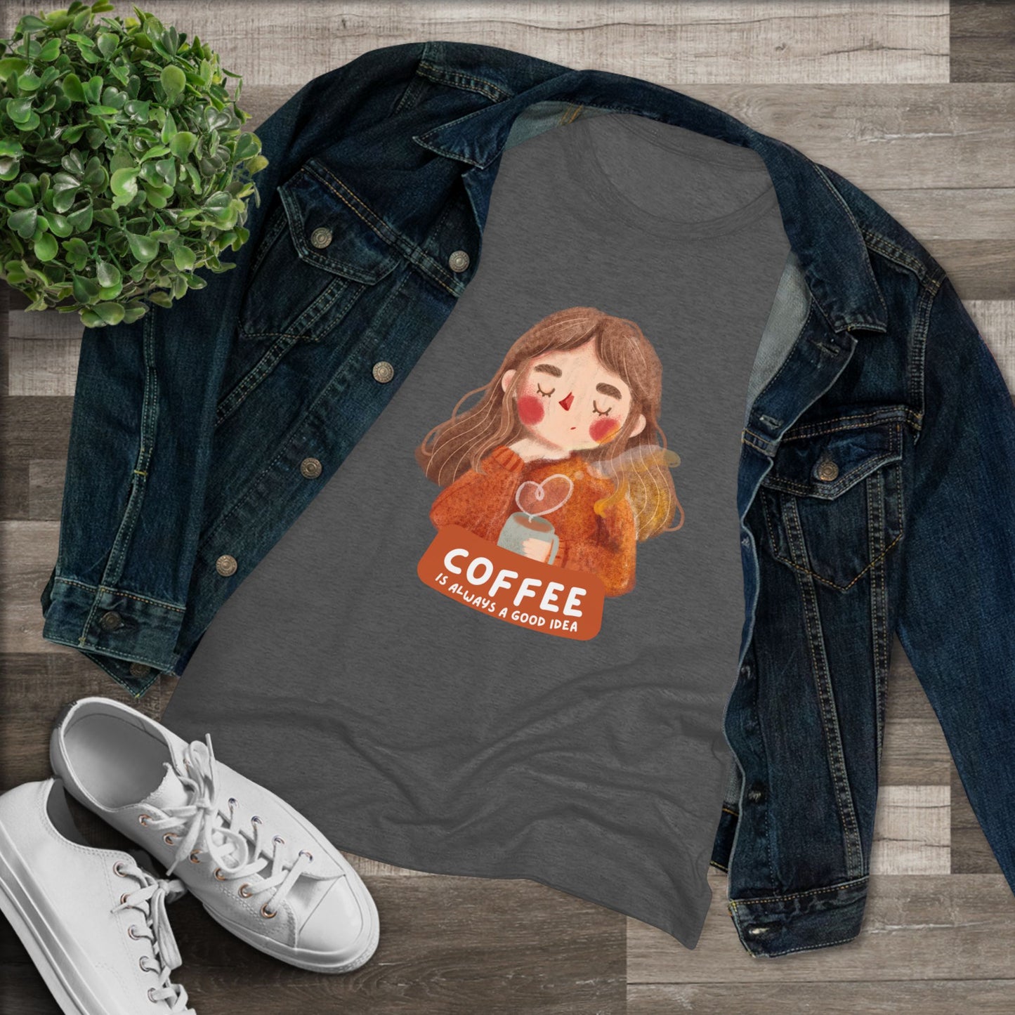 Coffee Lover Women's Triblend Tee, Cozy Coffee T-Shirt, Cute Graphic Tee, Casual Wear, Gift for Coffee Enthusiasts, Birthday Gift