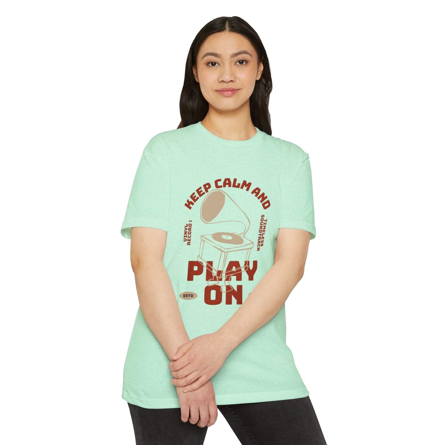 Retro Music Vibe T-Shirt, Unisex Tee, Gift for Music Lovers, Keep Calm and Play On Shirt, Casual Summer Wear, Music Themed Apparel