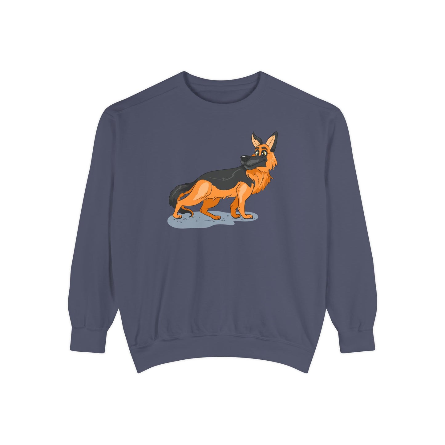 Unisex Dog Lover Sweatshirt With a Cartoon of Astonished German Shepherd Turning His Head