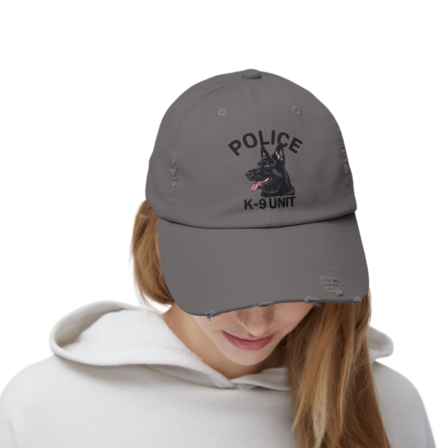 K-9 Unit Police Hat Featuring German Shepherd | Stylish Unisex Distressed Cap | Dog Lover Gift