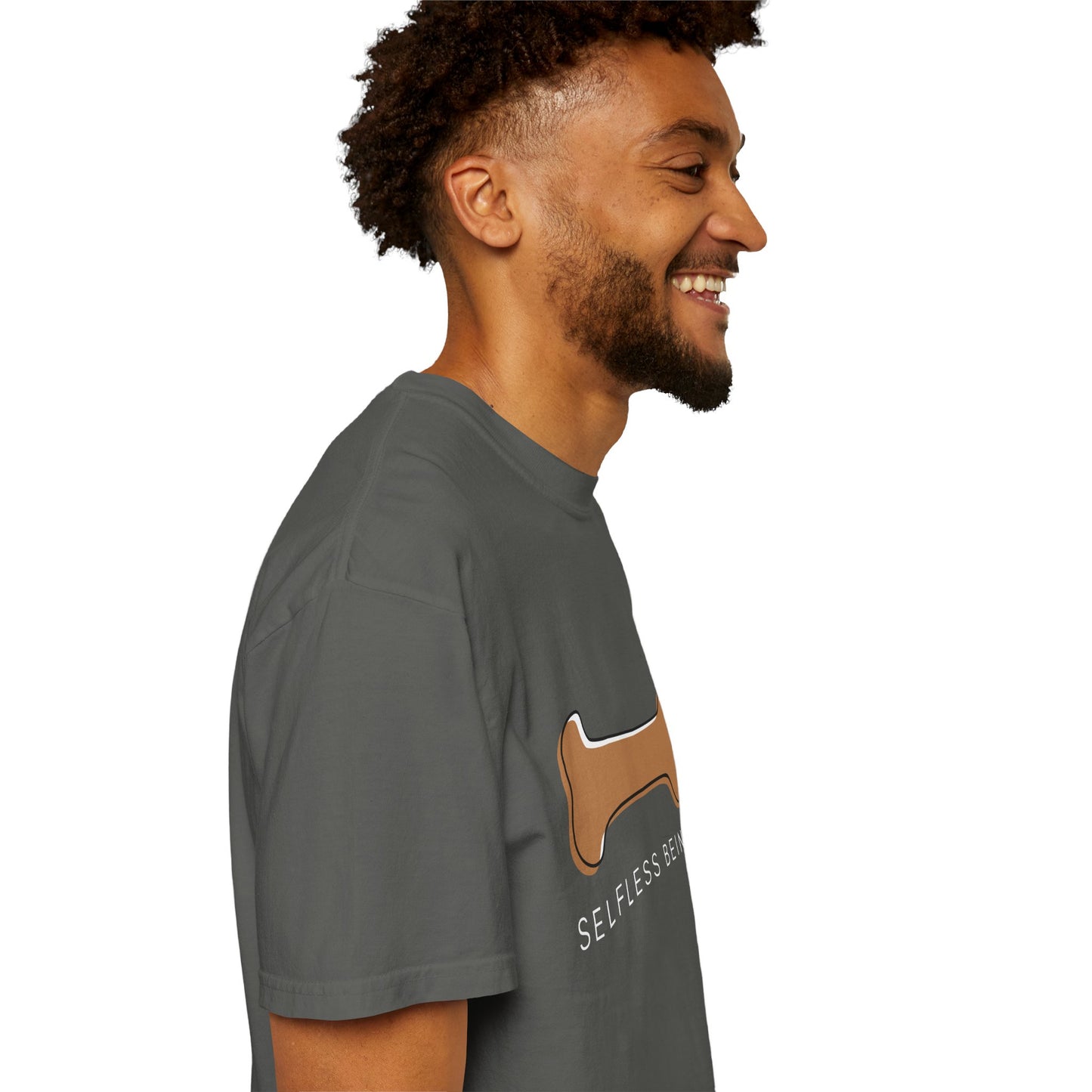 Unisex Dog Lover T-shirt With Graphic of a Dog Bone and Caption Selfless Beings
