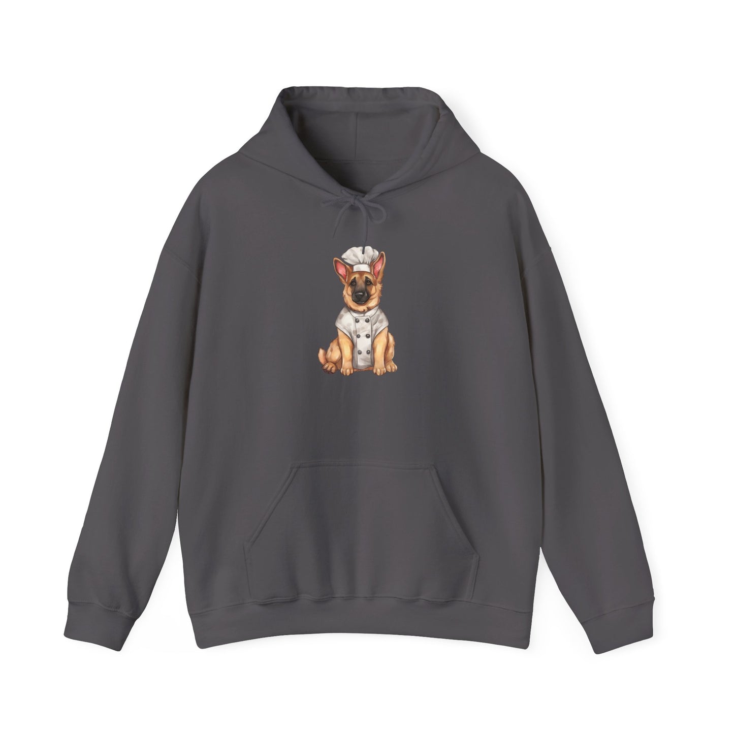 Unisex Dog Lover Hoodie With a Graphic of German Shepherd Wearing Chef Suit