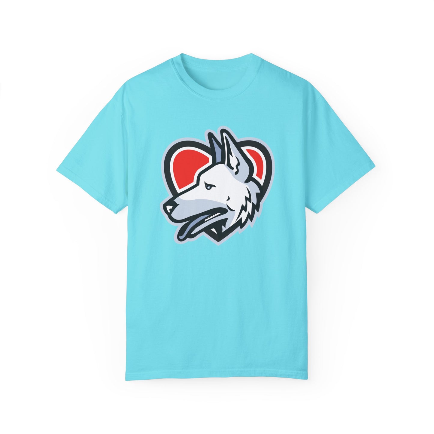 Unisex Dog Lover T-Shirt With a Close Up Graphic of German Shepherd Placed Inside Red Heart