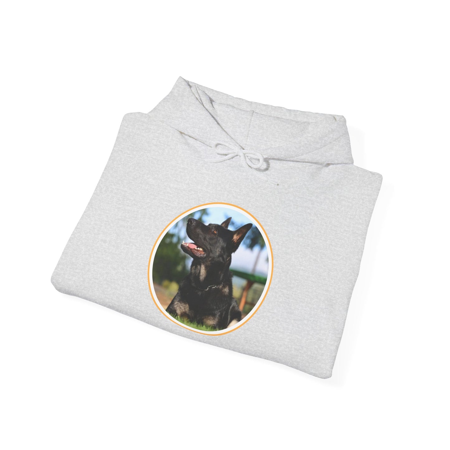 Unisex Dog Lover Hoodie With Bicolor German Shepherd with Intense Expression