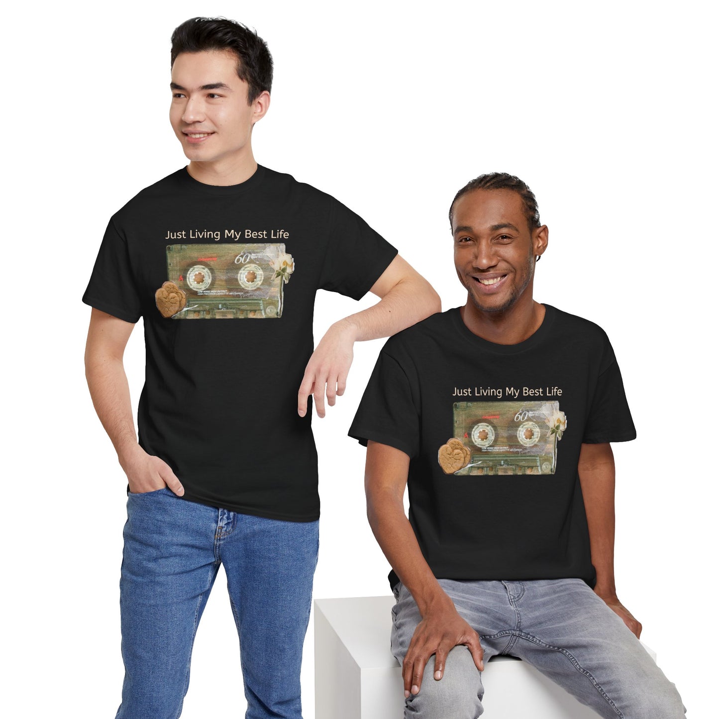 Just Living My Best Life Tee, Vintage Cassette T-Shirt, Casual Wear, Gift for Friends, Music Lover's Apparel