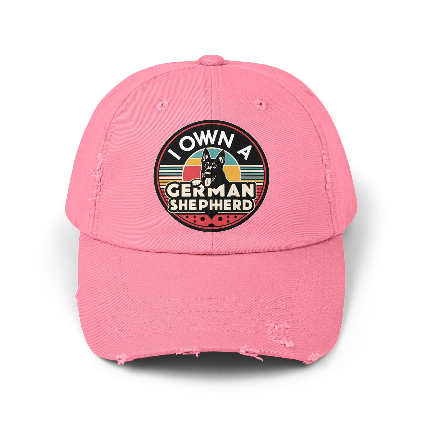 German Shepherd Distressed Cap With Retro Vintage Background - Pet Owner Gift, Casual Everyday Wear