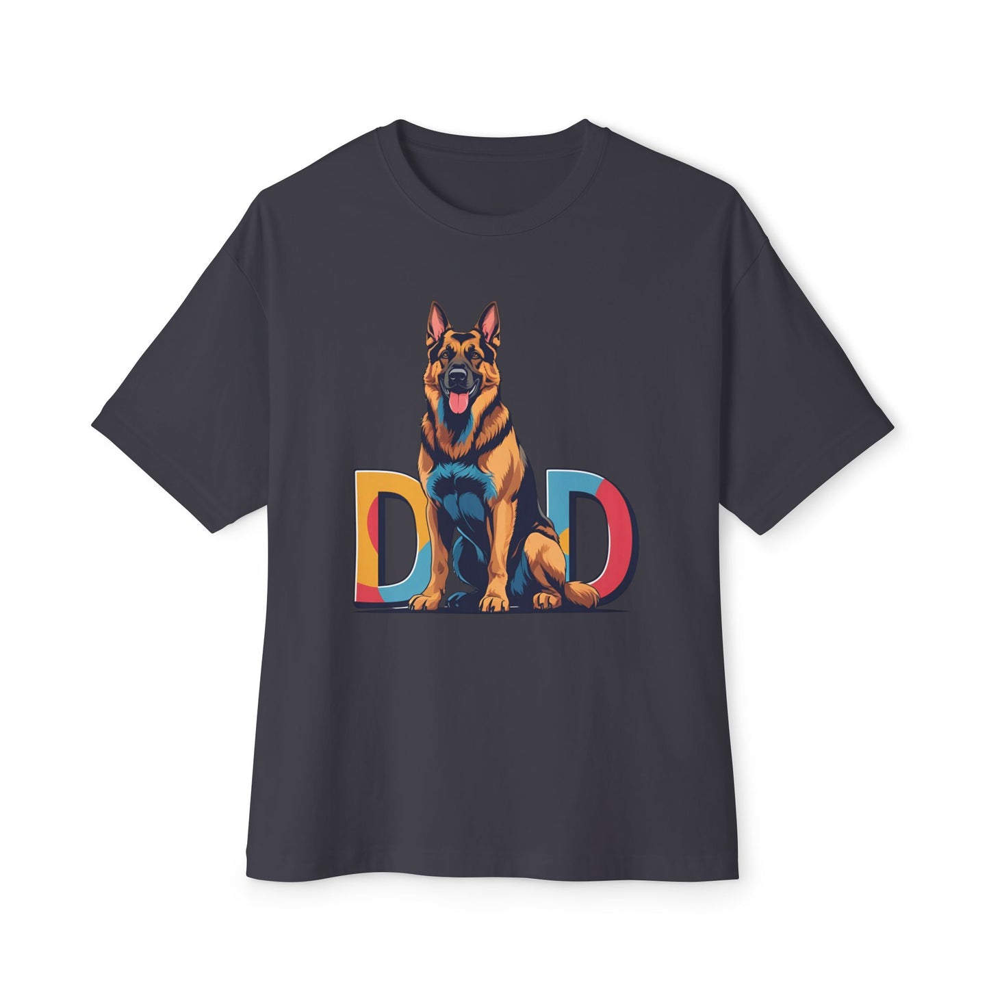 German Shepherd Dad Unisex Oversized Boxy Tee, Dog Lover Gift, Pet Portrait Shirt, Casual Streetwear, Animal Lover Apparel