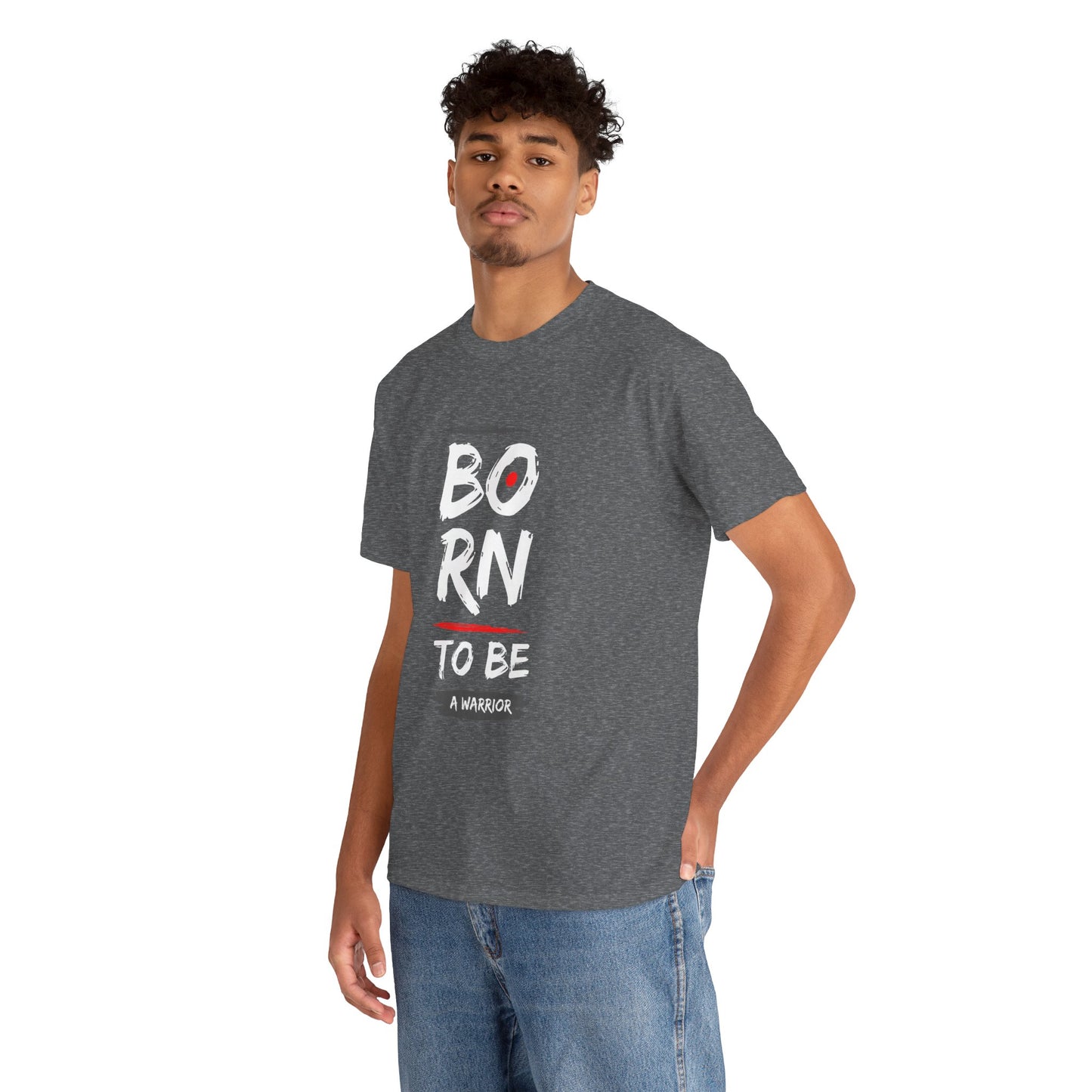 Born to Be a Warrior Unisex Heavy Cotton Tee, Inspirational Shirt for Veterans, Motivational Gift, Fitness Apparel, Casual Wear