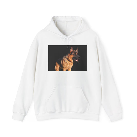 Unisex Dog Lover Hoodie With a Showline German Shepherd Leaving Tongue Out Standing for a Pose