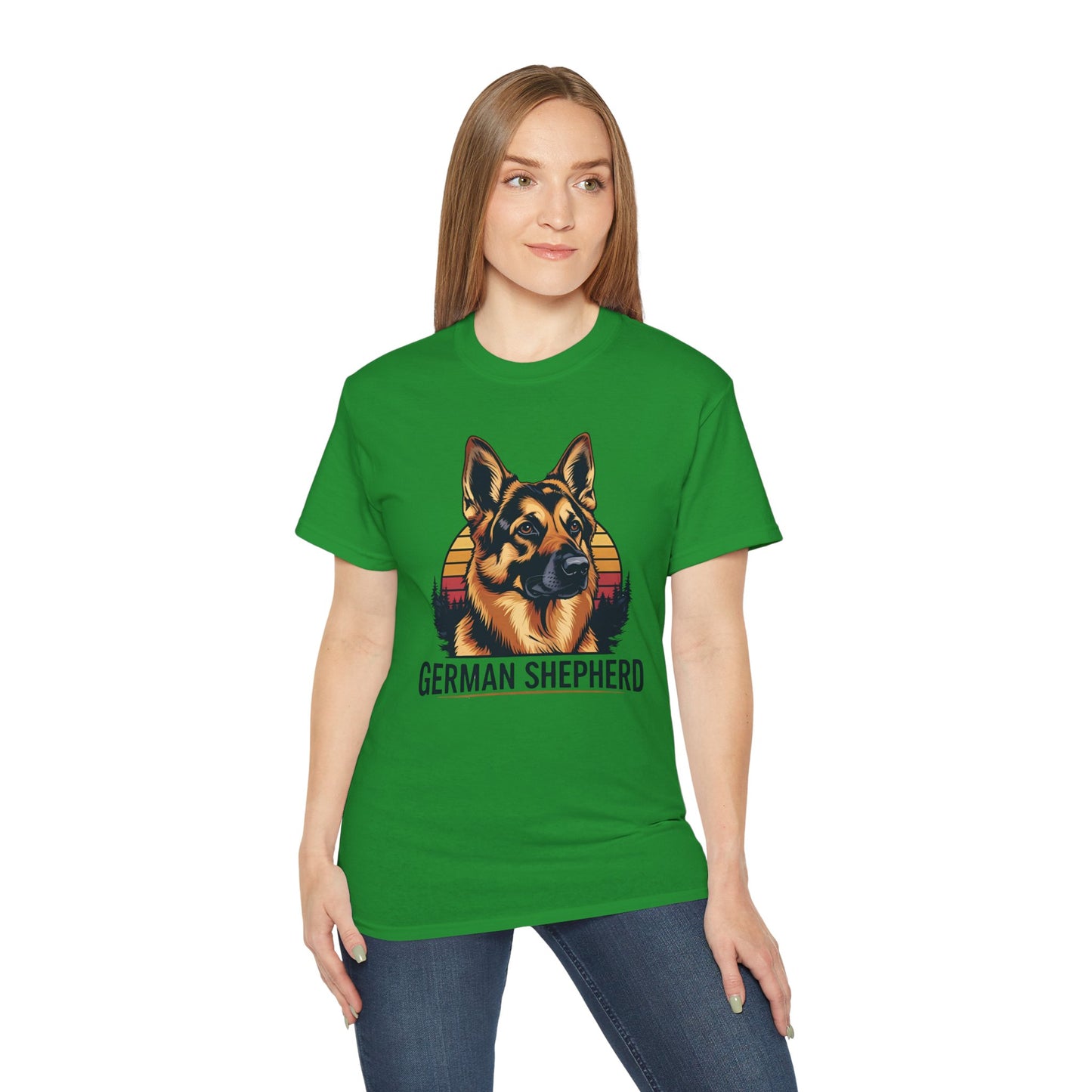 German Shepherd Ultra Cotton Tee, Dog Lover Gift, Retro Design, Pet Owner Shirt, Animal Apparel, Birthday Gift, Casual Wear