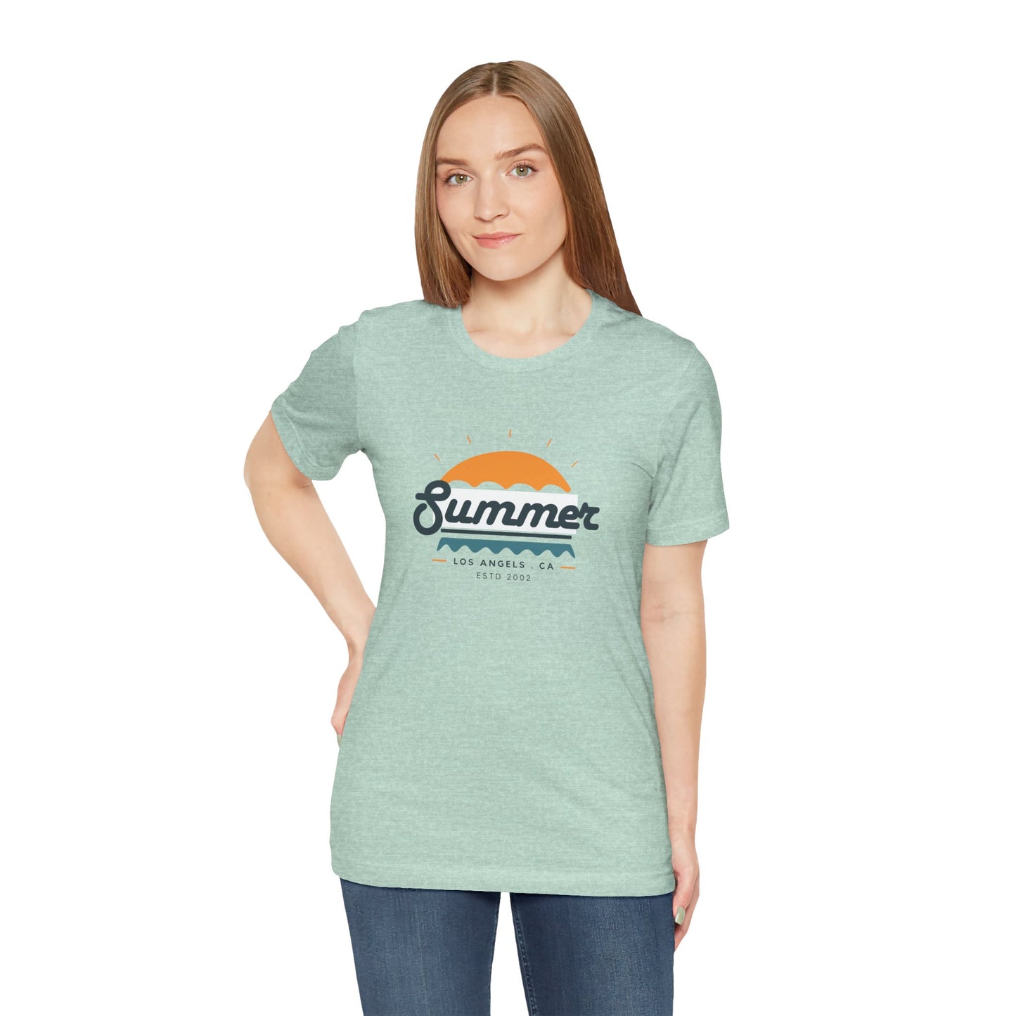 Summer Vibes Unisex Jersey Short Sleeve Tee, Beach Shirt, Casual Summer Wear, Gift for Friends, Coastal Adventure Top, LA Style Tee