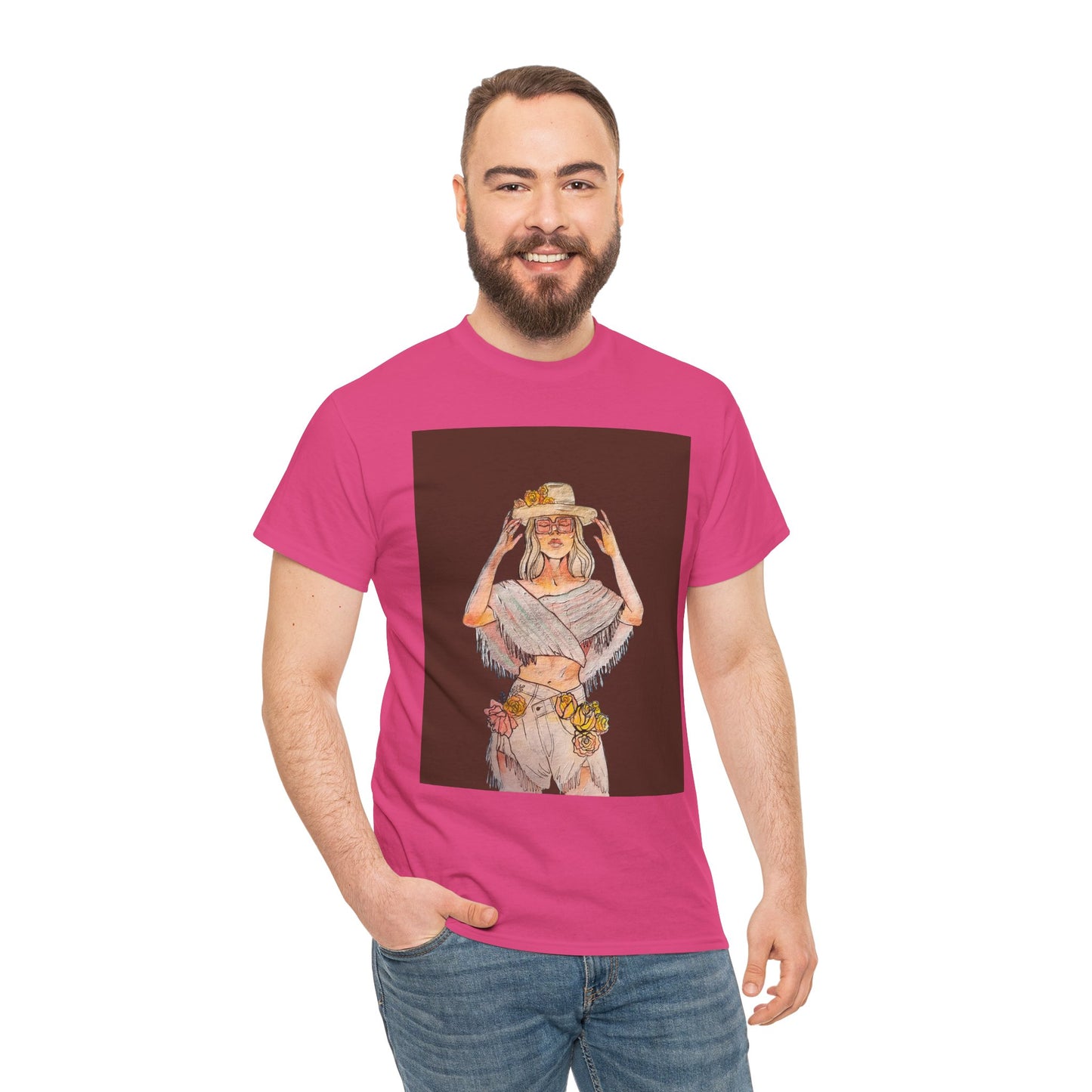 Bohemian Vibes Unisex Heavy Cotton Vintage Tee, Casual Wear, Summer Style Shirt, Gift for Her, Festival Outfit, Art-Inspired Apparel