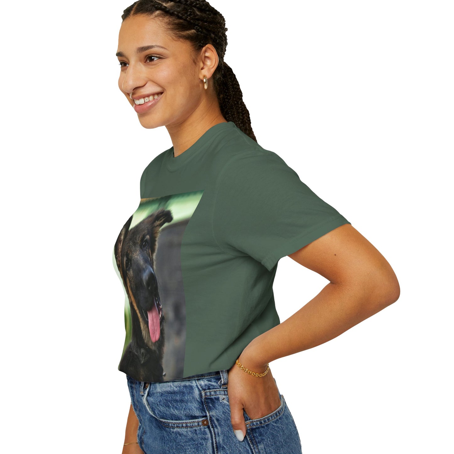 Happy Dog Graphic Unisex T-Shirt Featuring Cute German Shepherd Puppy