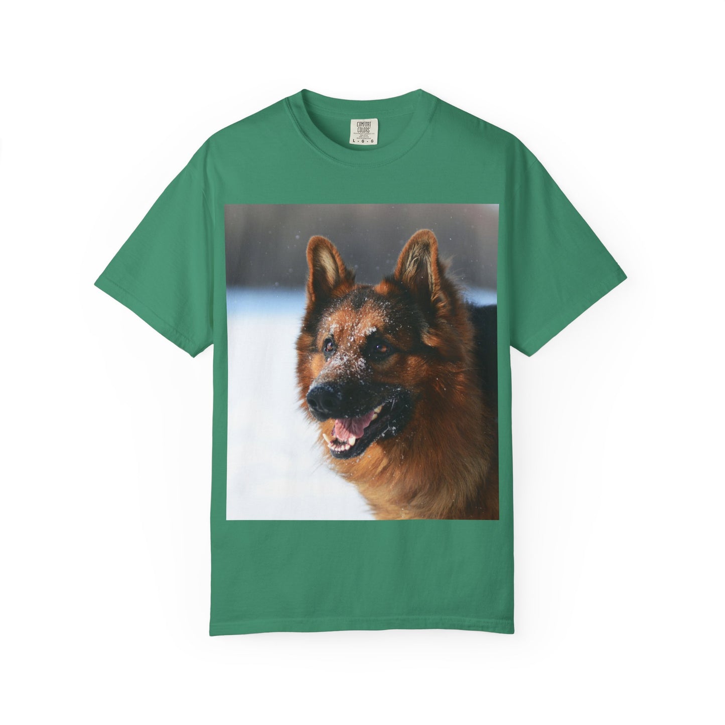 Unisex Dog Photograph T-Shirt - Giant German Shepherd In the Snow