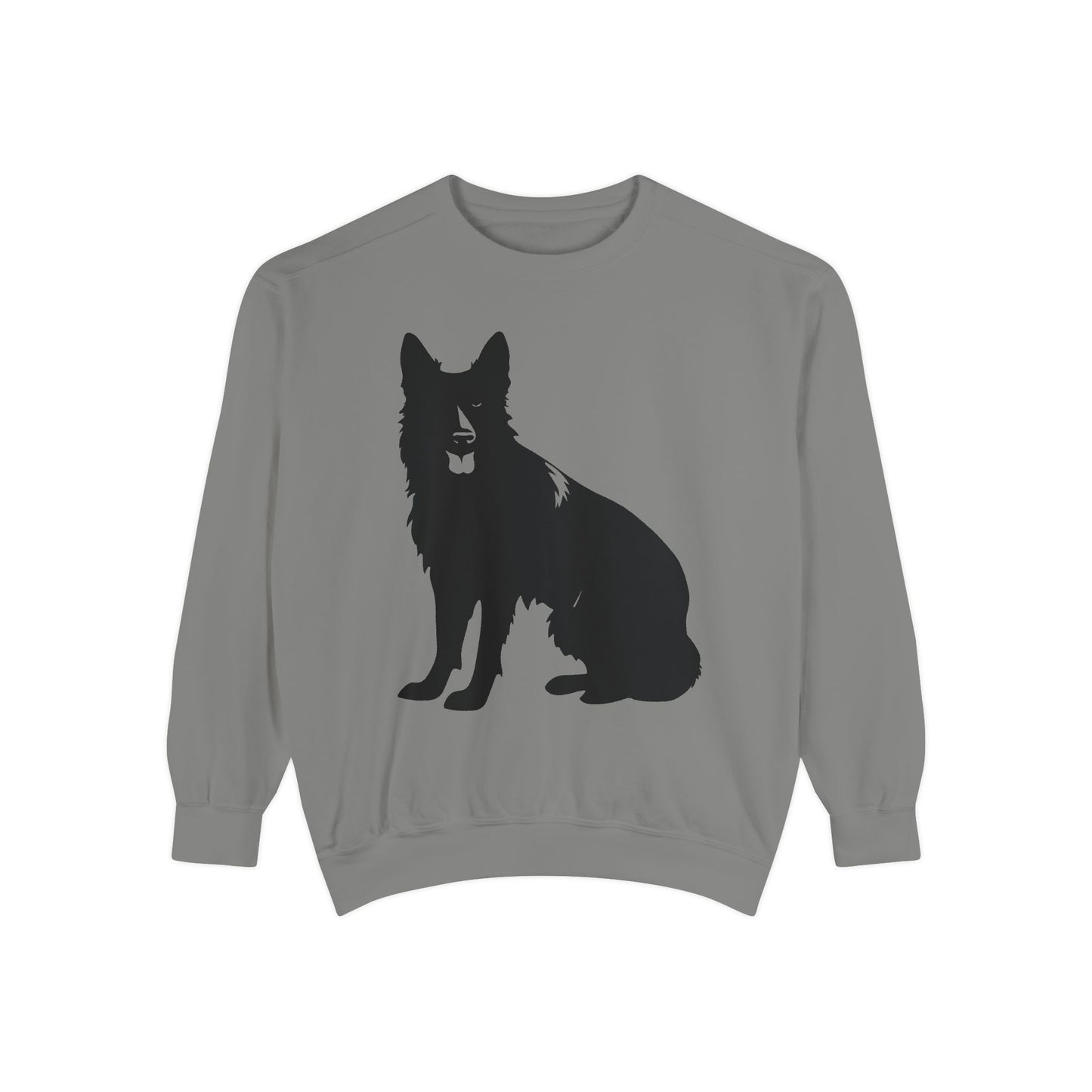 Unisex Dog Lover Sweatshirt With Graphic of Black German Shepherd With Hanging Tongue Sloppily Sitting
