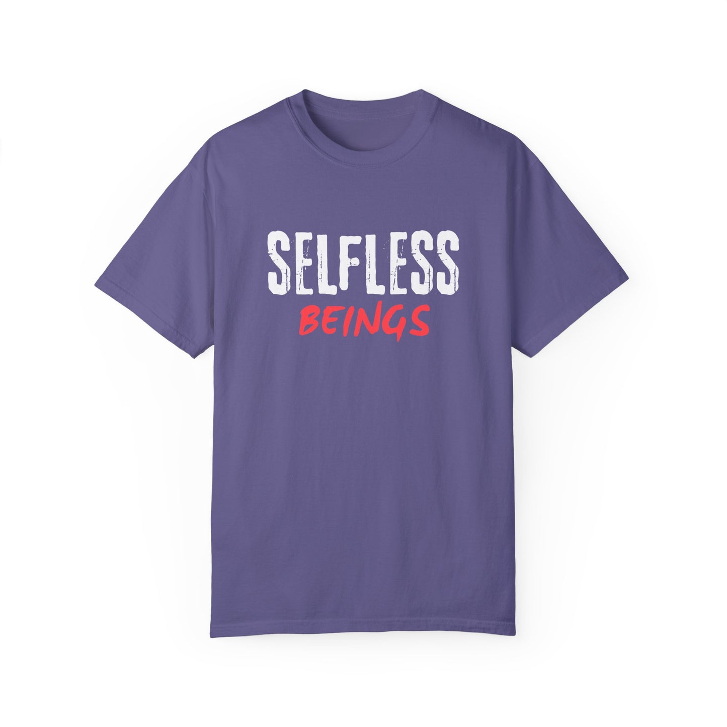 Unisex Dog Lover T-Shirt With Text "Selfless Beings" Designed Using White and Red Effect