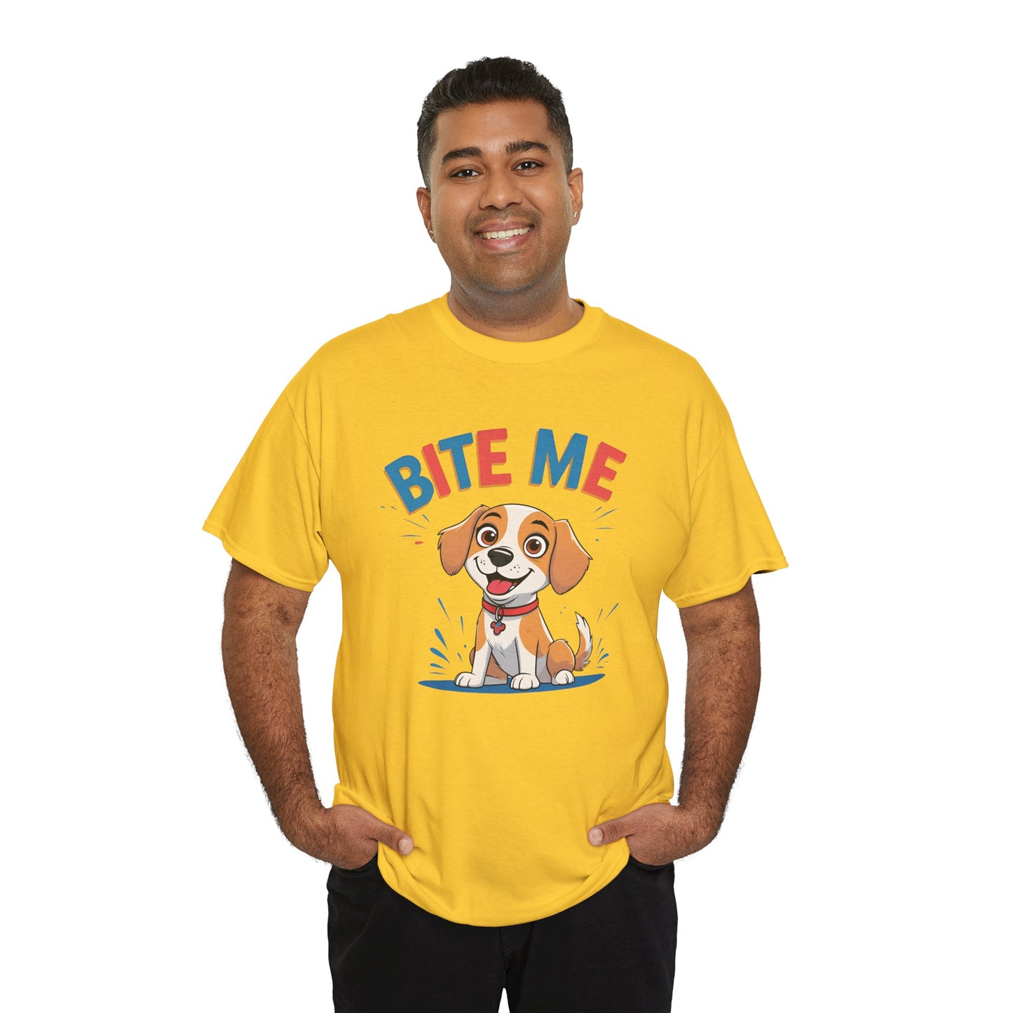 Playful Dog Lover Tee, Bite Me Unisex Cotton T-Shirt for Dog Trainers, Funny Gift for Dog Lovers, Cute Dog Apparel