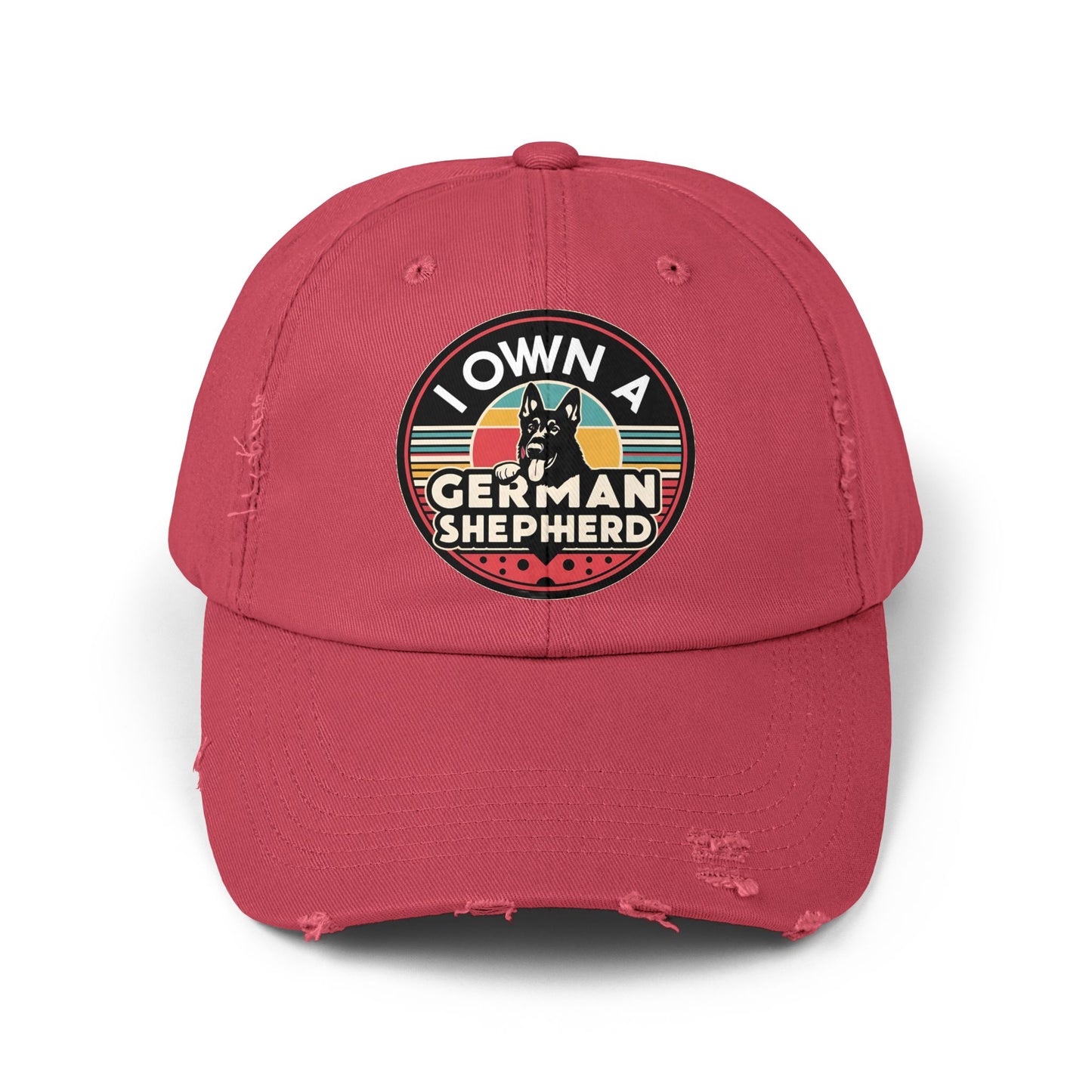 German Shepherd Distressed Cap With Retro Vintage Background - Pet Owner Gift, Casual Everyday Wear