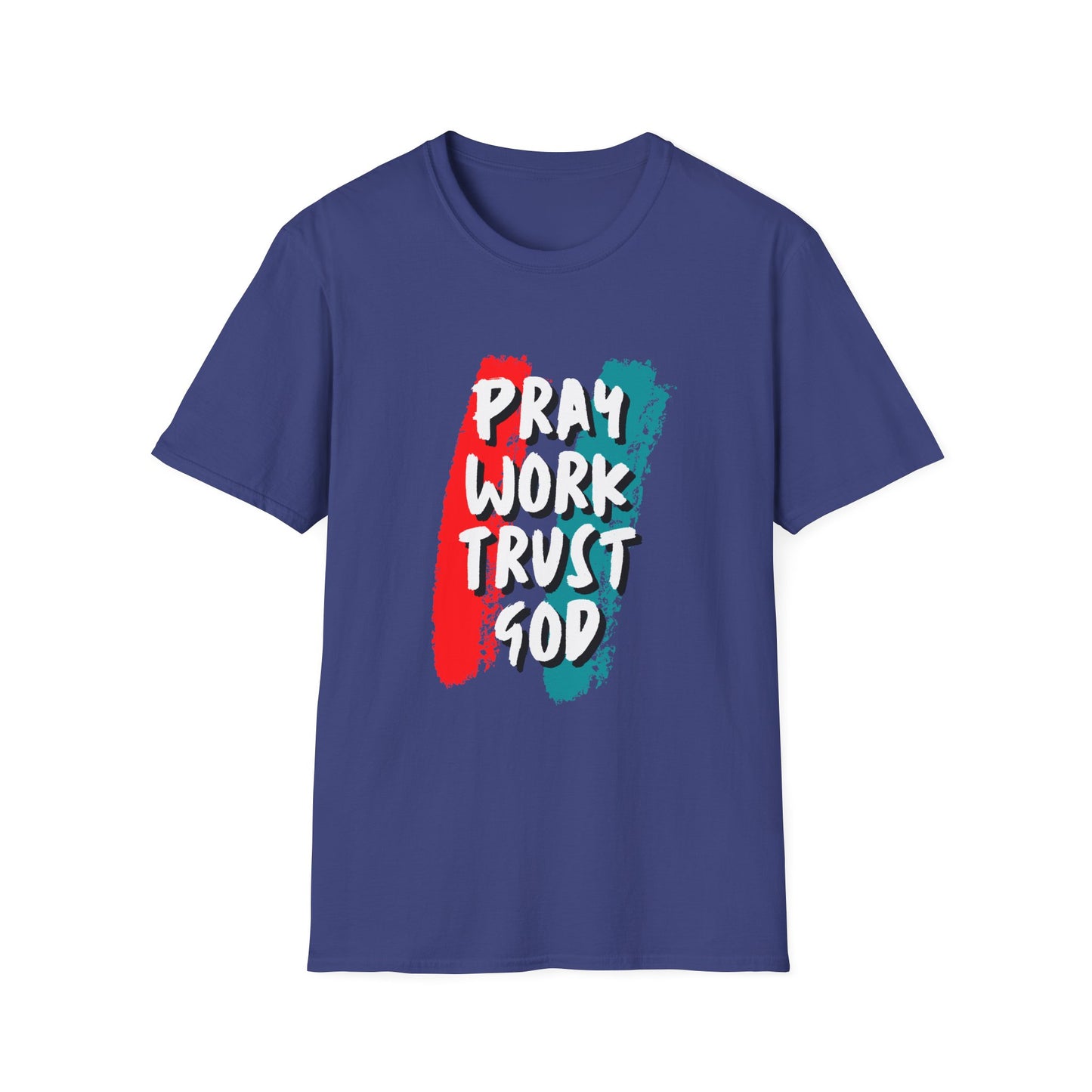 Inspiration Unisex T-Shirt - Pray, Work, Trust God, Motivational Tee, Faith-Based Apparel, Casual Wear, Gift for Believers, Christian Clothing