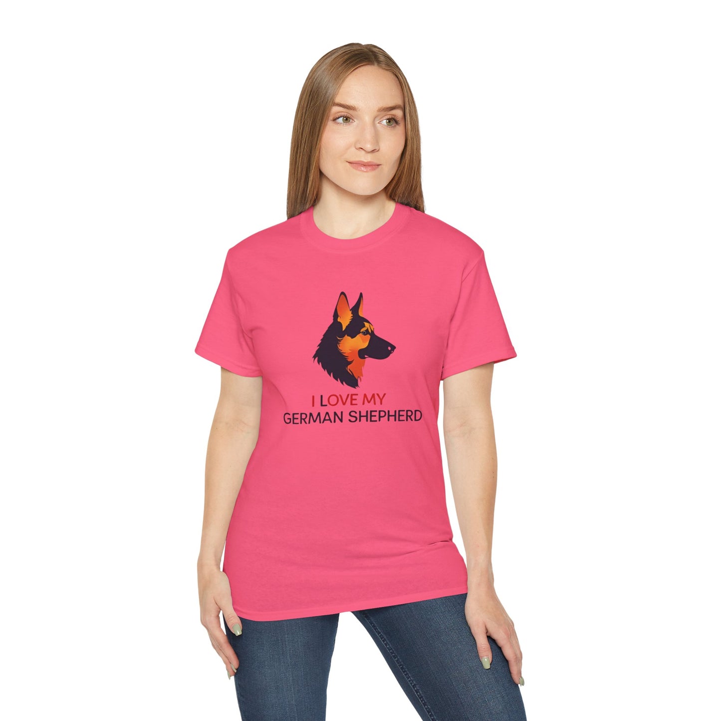 German Shepherd Lovers Unisex Ultra Cotton Tee - "I Love My German Shepherd", Dog Owner Gift, Canine Apparel, Pet Lover T-Shirt
