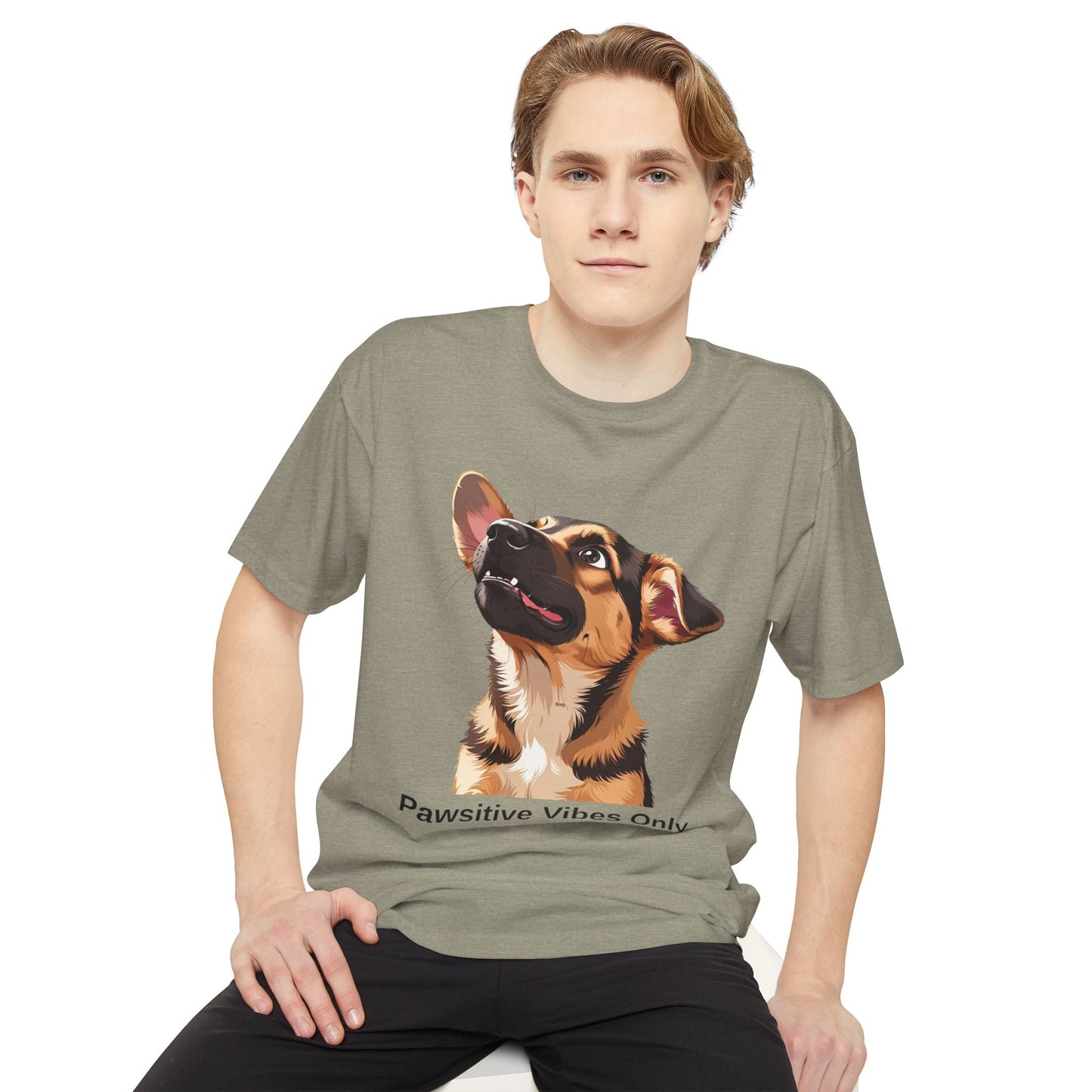 Pawsitive Vibes Only German Shepherd Puppy Urban Tee, Dog Lover Shirt, Casual Everyday Wear, Gift for Animal Lovers, Unique Graphic Tee
