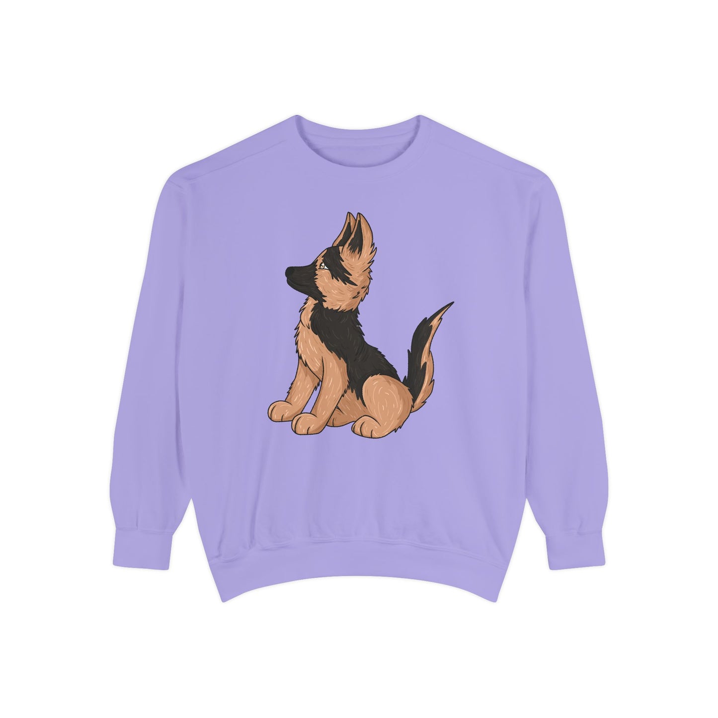 Unisex Dog Lover Sweatshirt With a Graphic of Cute German Shepherd Puppy Looking Upward