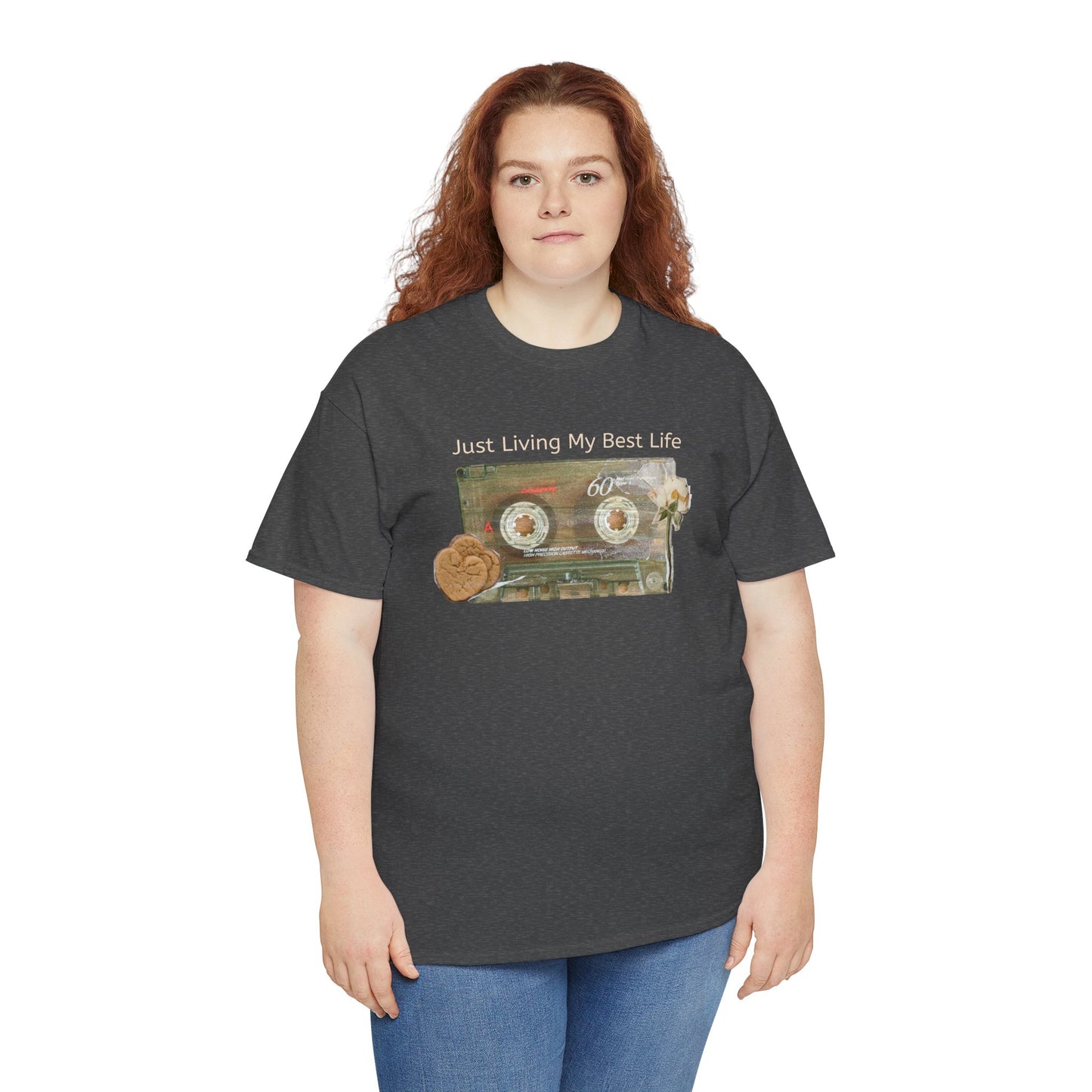 Just Living My Best Life Tee, Vintage Cassette T-Shirt, Casual Wear, Gift for Friends, Music Lover's Apparel