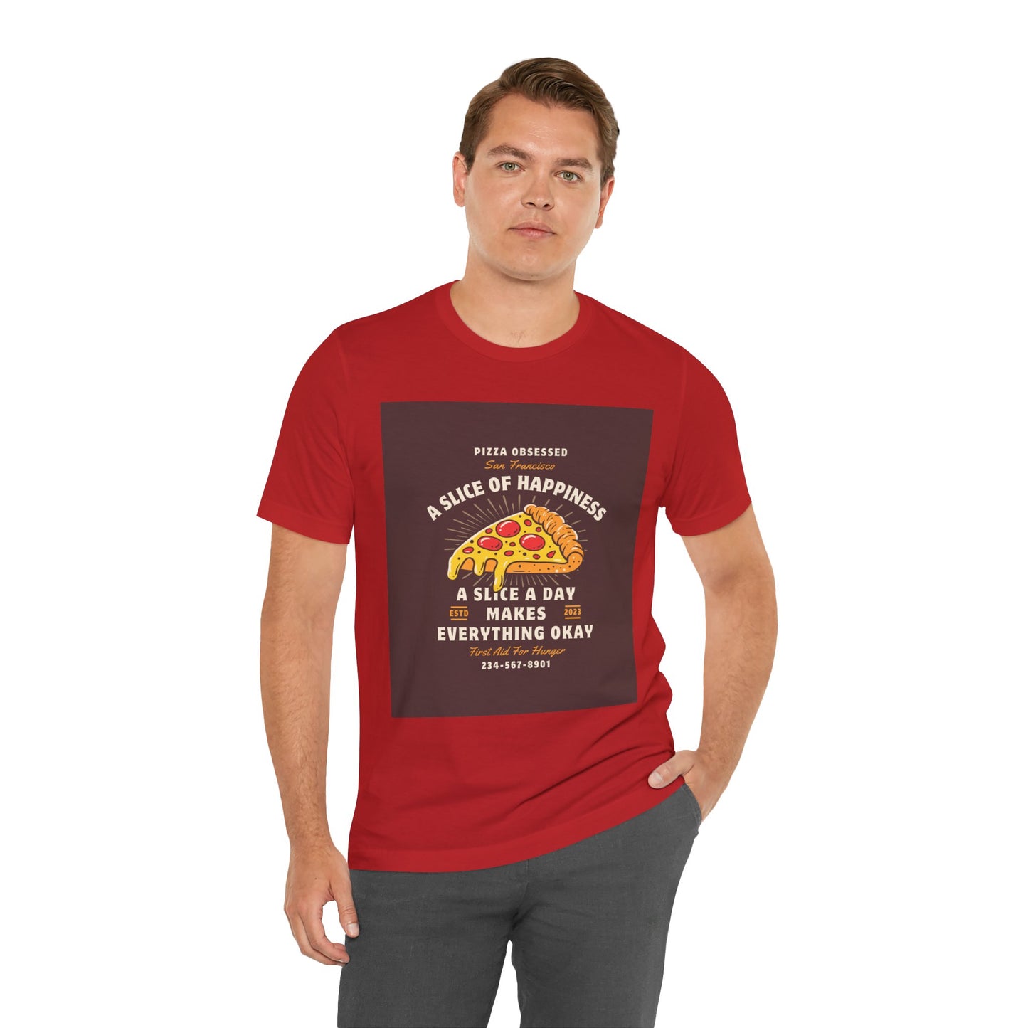 Pizza Lover's Happiness Tee, Fun Unisex T-Shirt, Casual Wear, Gift for Foodies, Pizza Party Attire, Comfortable Daily Shirt