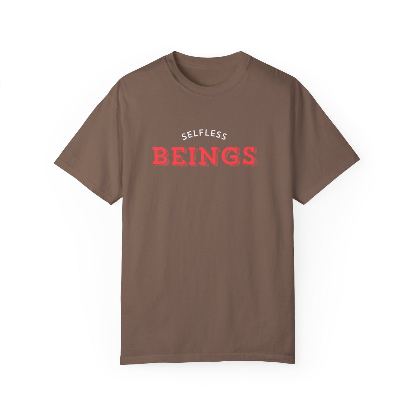 Unisex Dog Lover T-Shirt With Text "Selfless Beings" Designed in Red and White Style