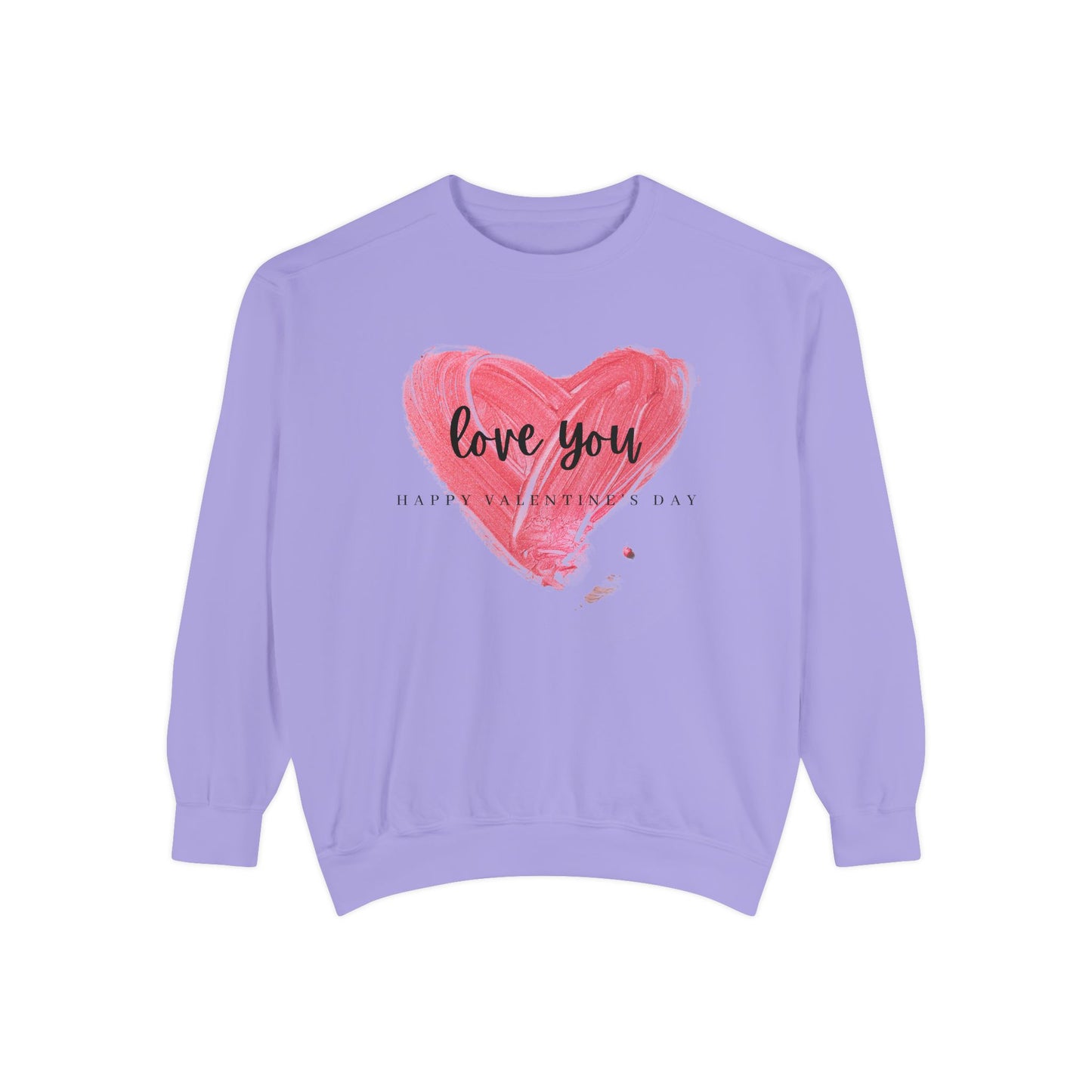 Unisex Valentine's Day Sweatshirt With Brush Art of Red Heart and Caption Love You Inside