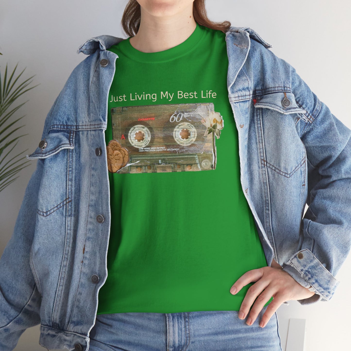 Just Living My Best Life Tee, Vintage Cassette T-Shirt, Casual Wear, Gift for Friends, Music Lover's Apparel