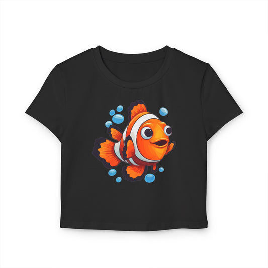 Cute Clownfish Women's Baby Tee | Fun Summer Top, Beachwear, Gift for Ocean Lovers, Cute Graphic Tee, Casual Outfit
