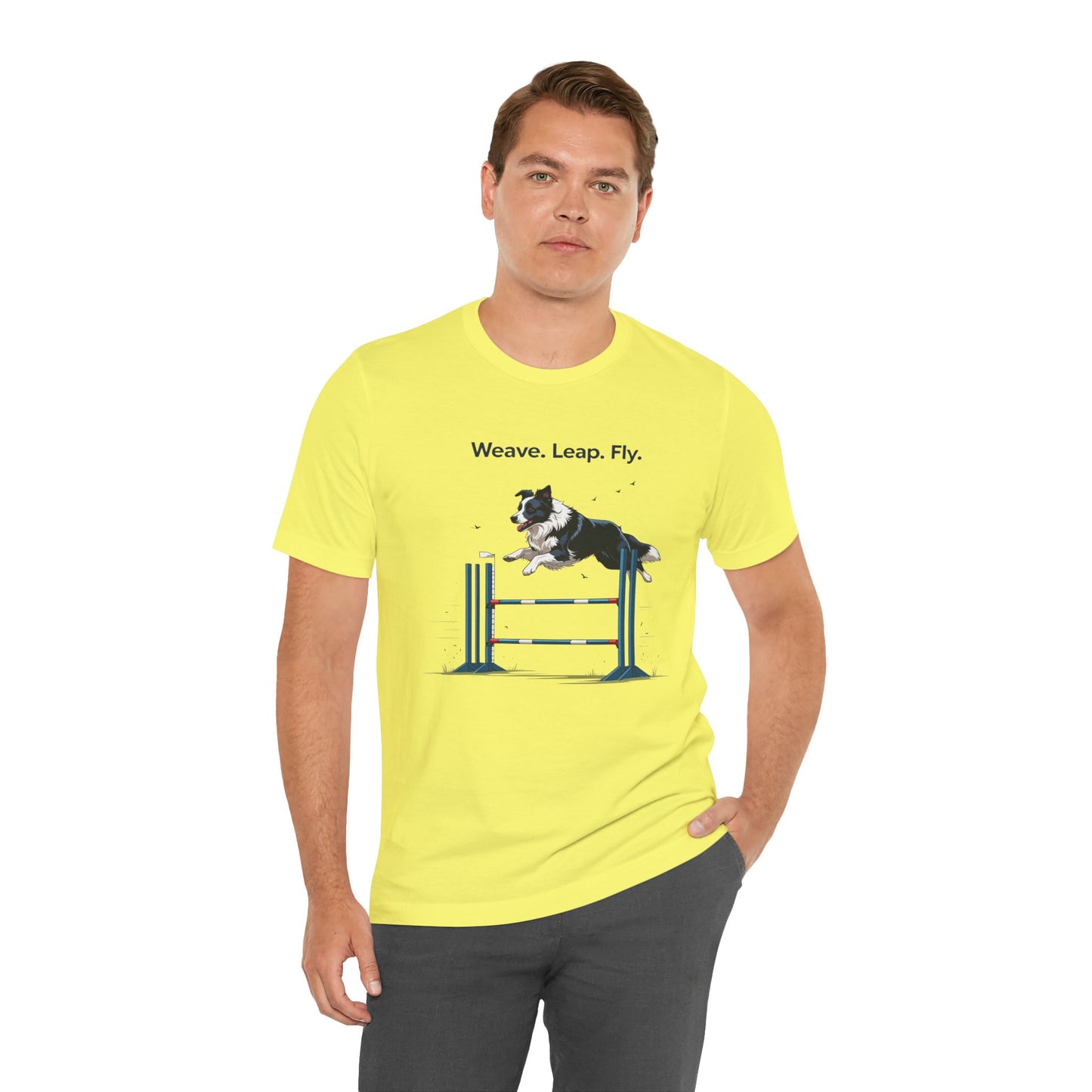 Dog Agility Spirit T-Shirt, Weave Leap Fly Tee, Gifts for Dog Lovers, Pet Enthusiasts, Animal Lovers T-Shirt, Casual Wear, Dog Show Gear